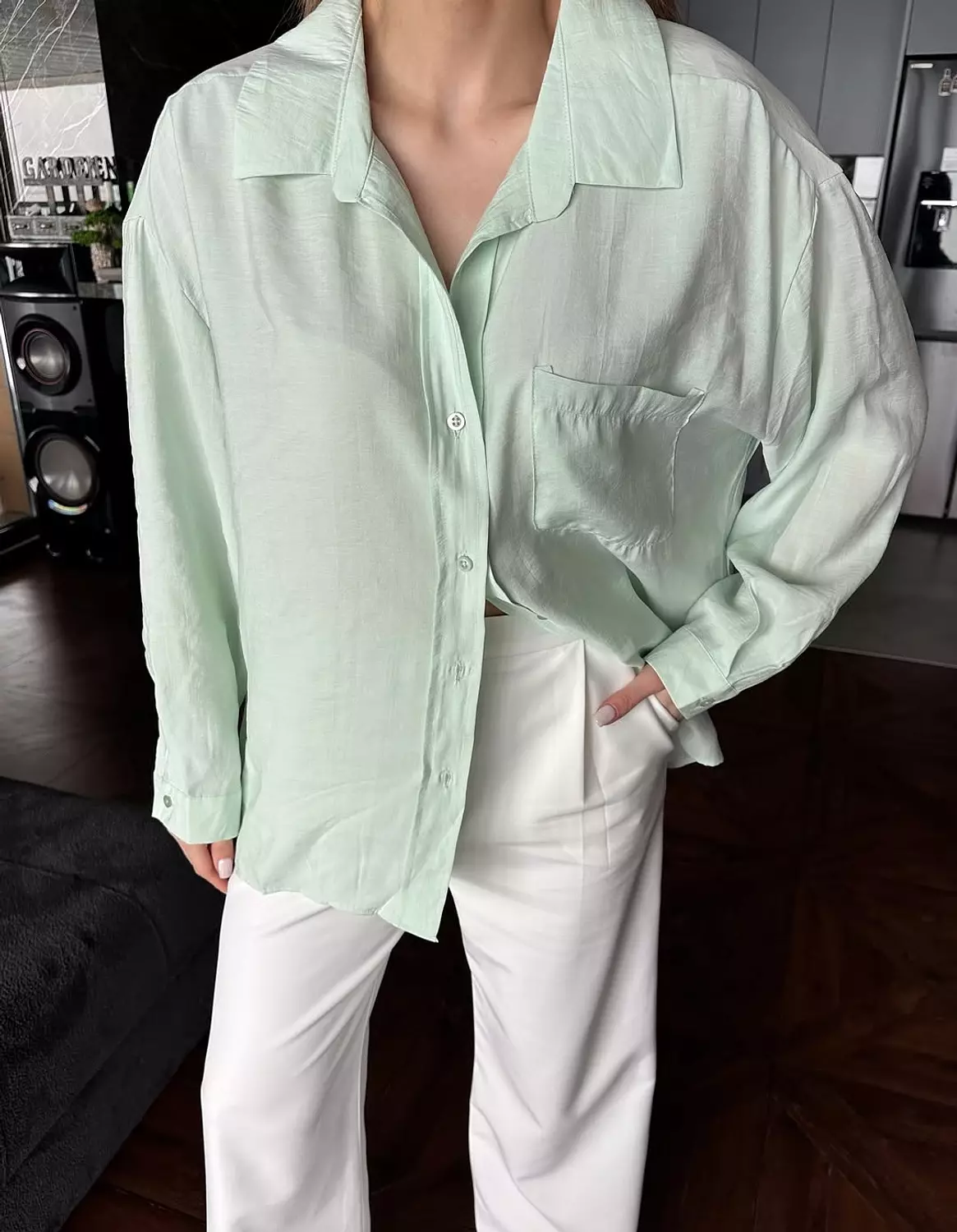Mint green oversize shirt image