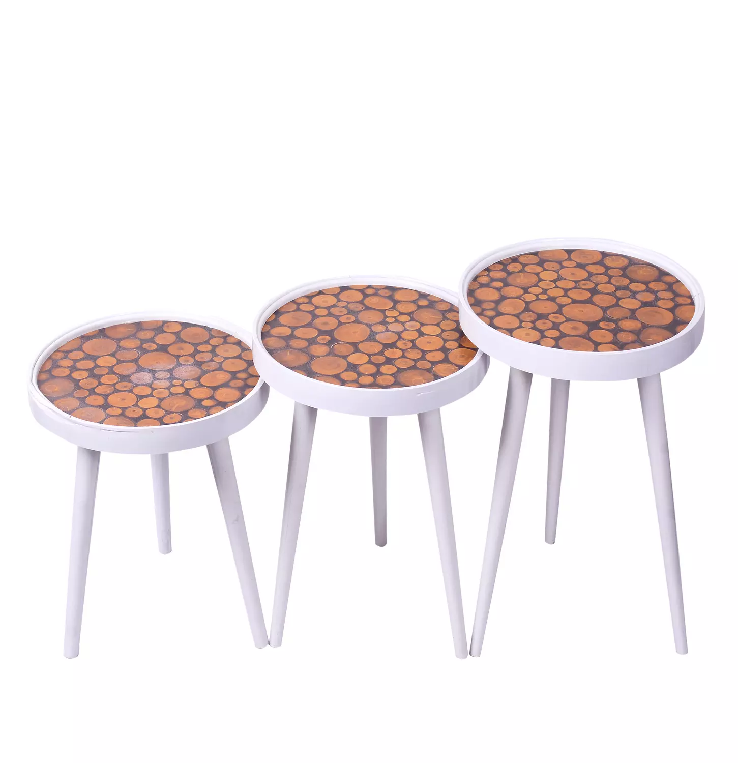 an overlapping set of plastic tables image