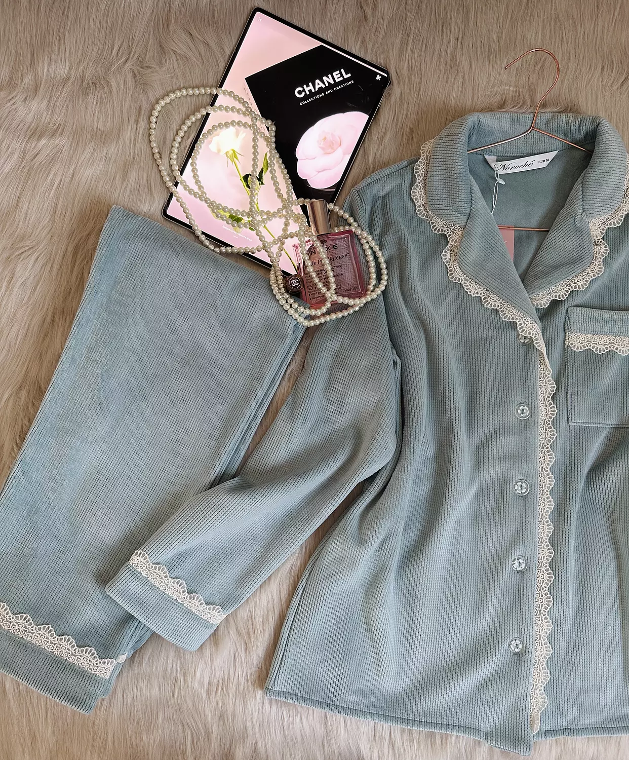 Velvet Misty Blue Pajamas 4