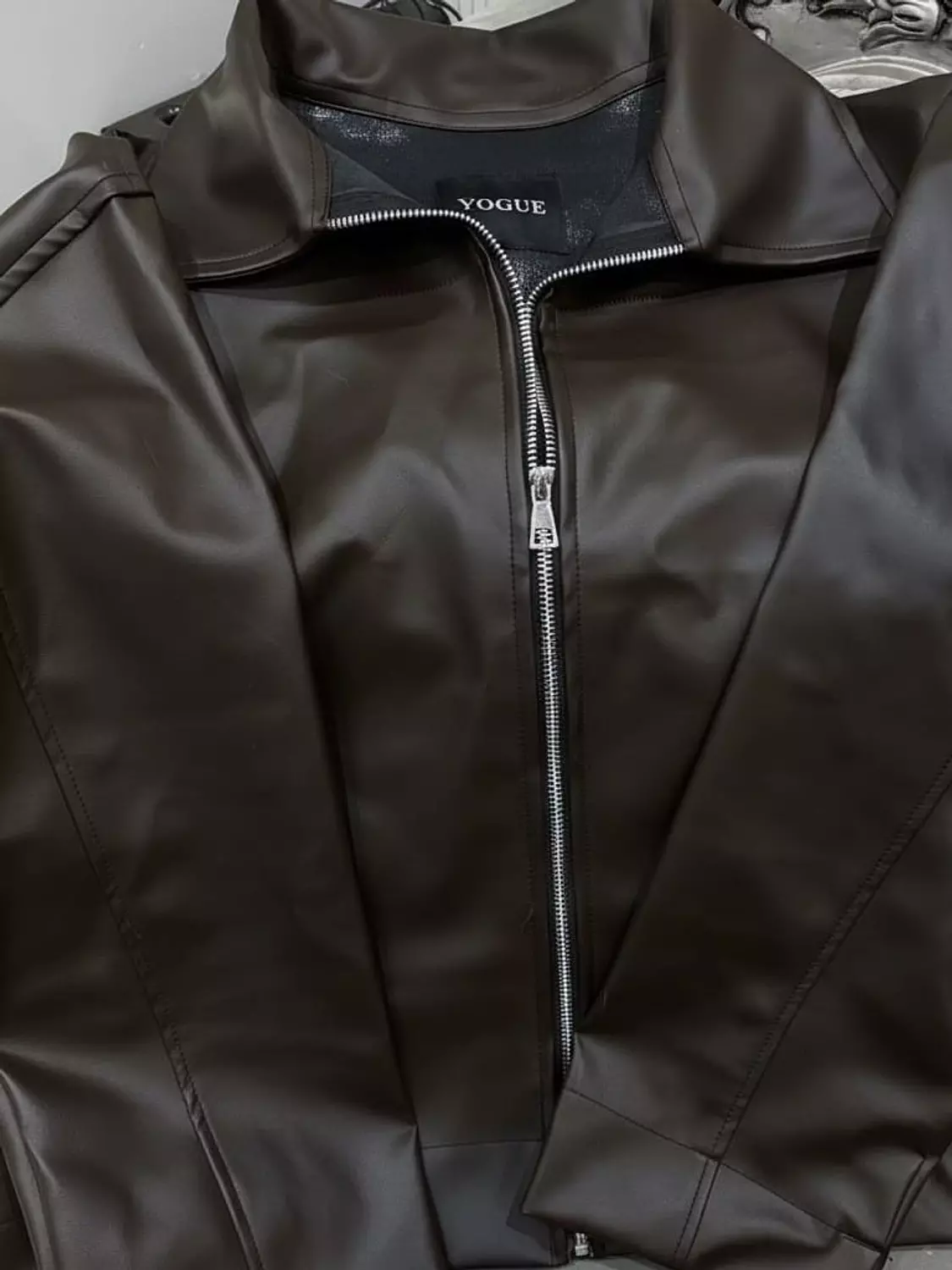 Faux Leather Zip-Up Jacket 3