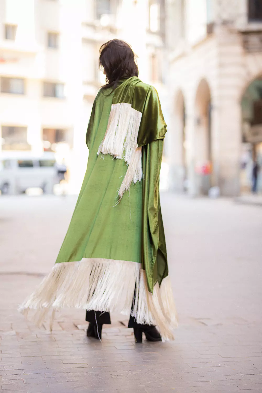 Green velvet scarf keftan 3