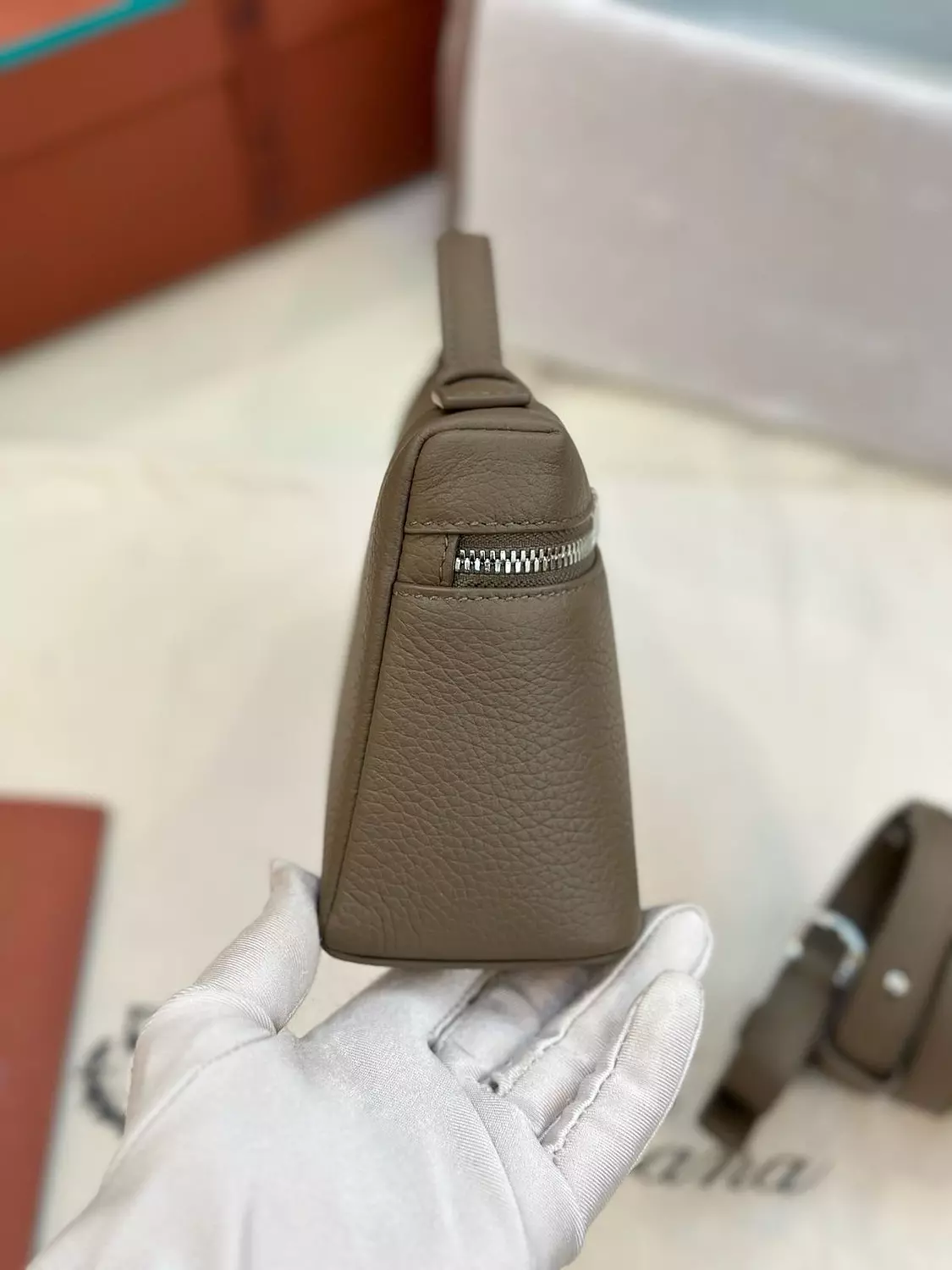 Loro piana L19 elephant grey with silver Hardware  4