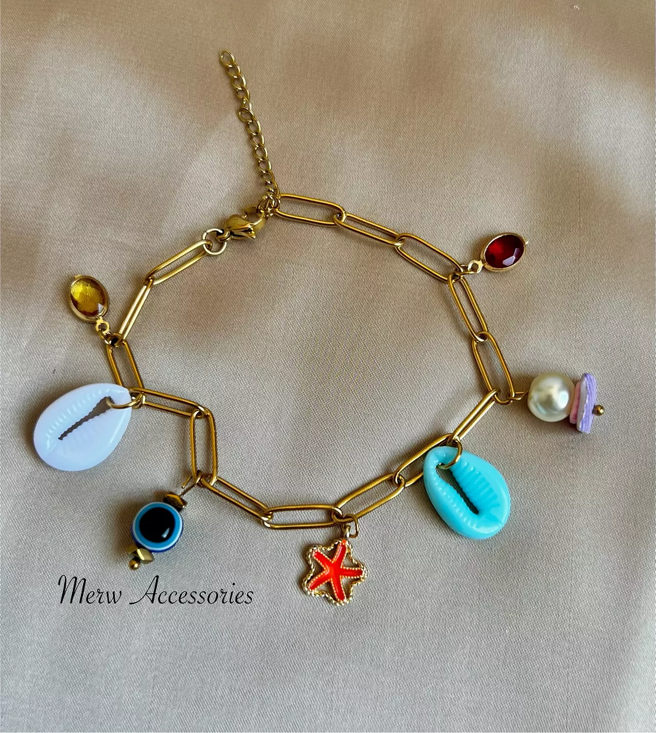 Orange star anklet image