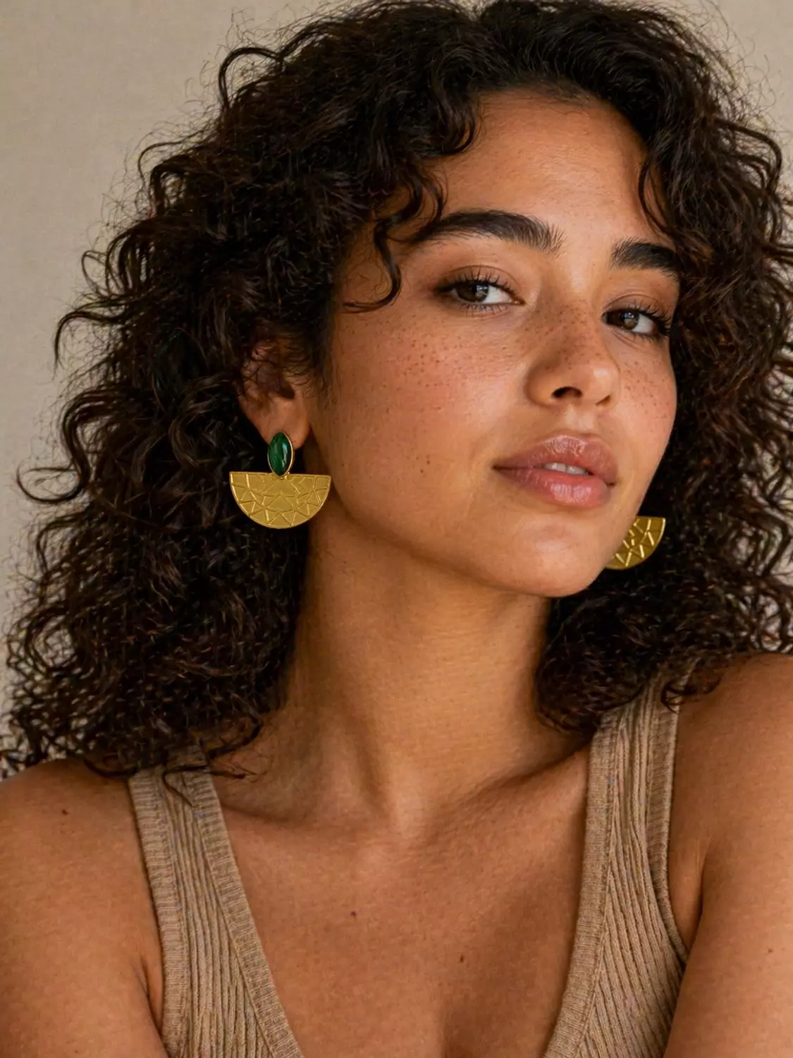 Half moon 18k brass gold plated earrings  2