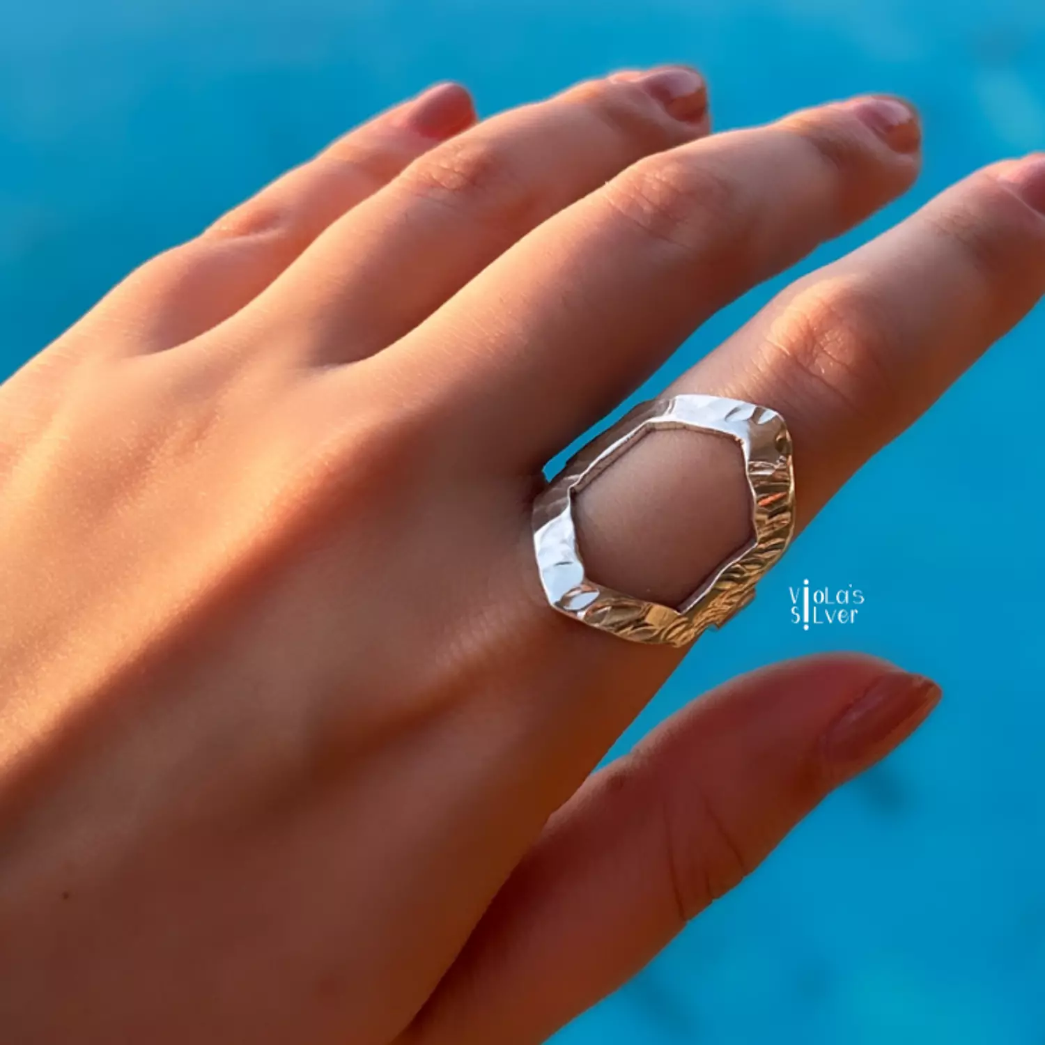 Silver geometric ring  image