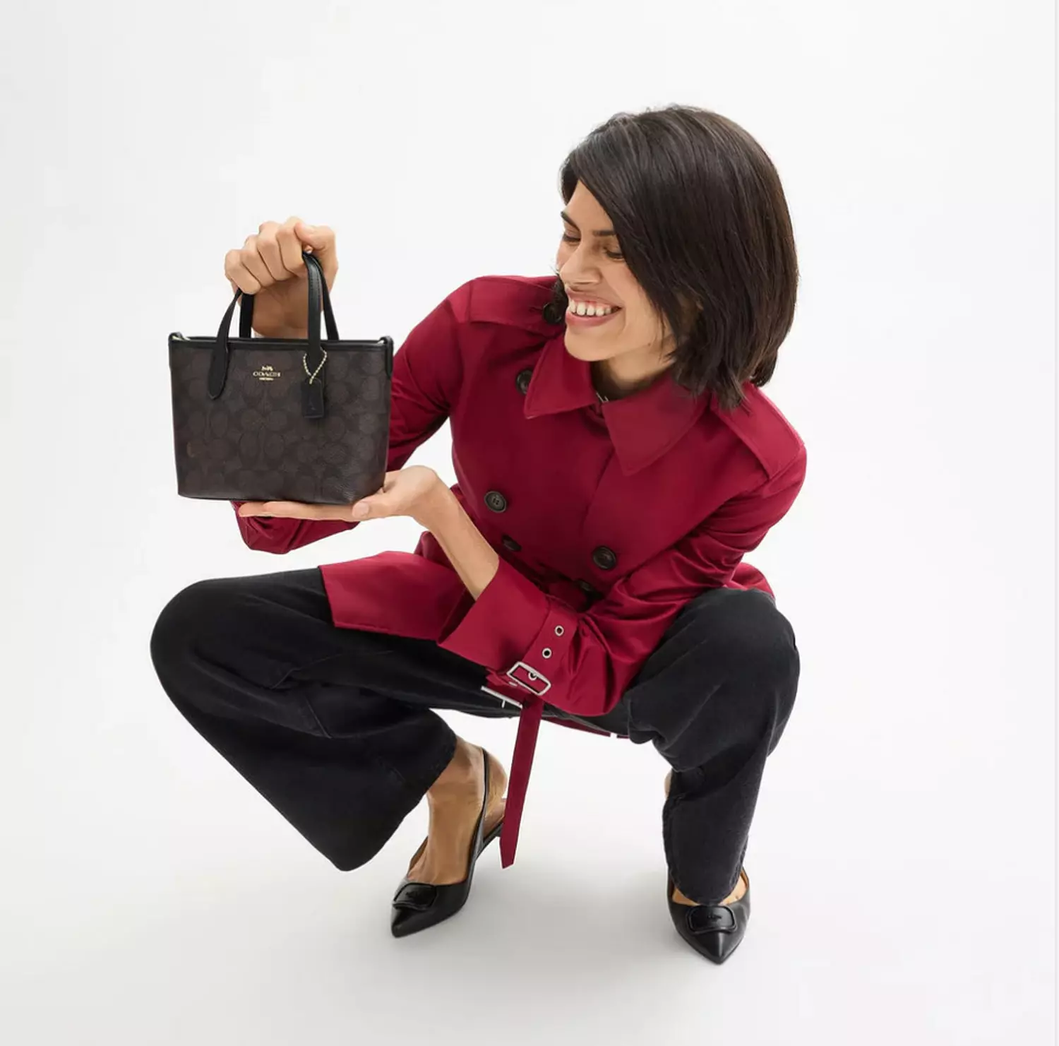 Coach City Mini Tote Bag In Signature Canvas brown gold 5