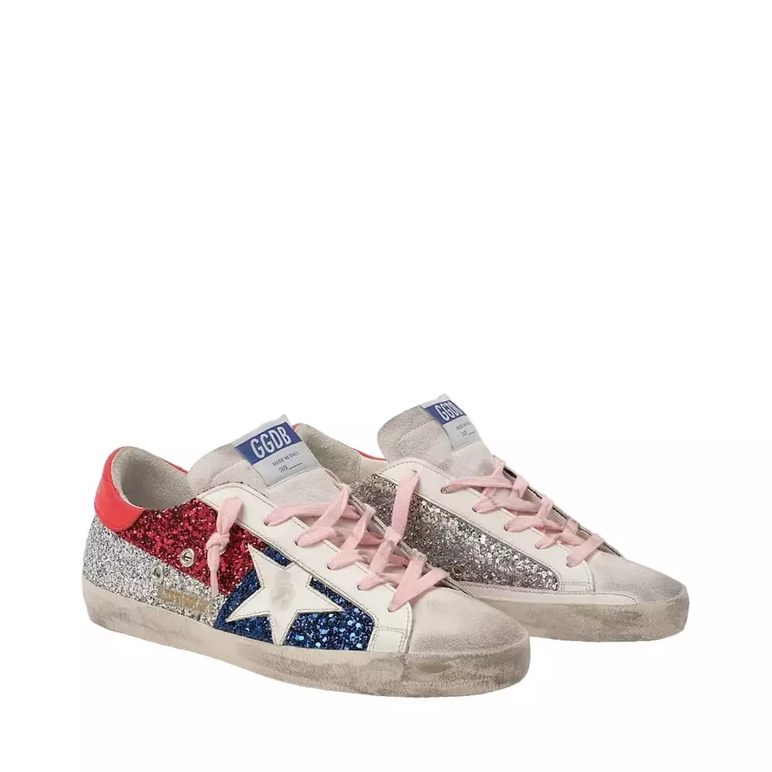 Golden Goose Glitter Detail Superstar Trainers In White hover image