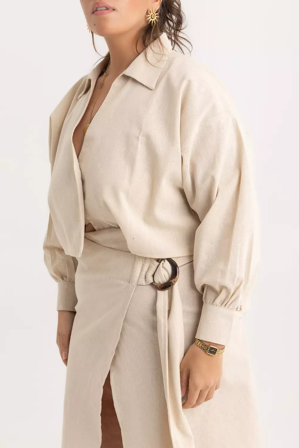 The Pola Copped Shirt Beige 3