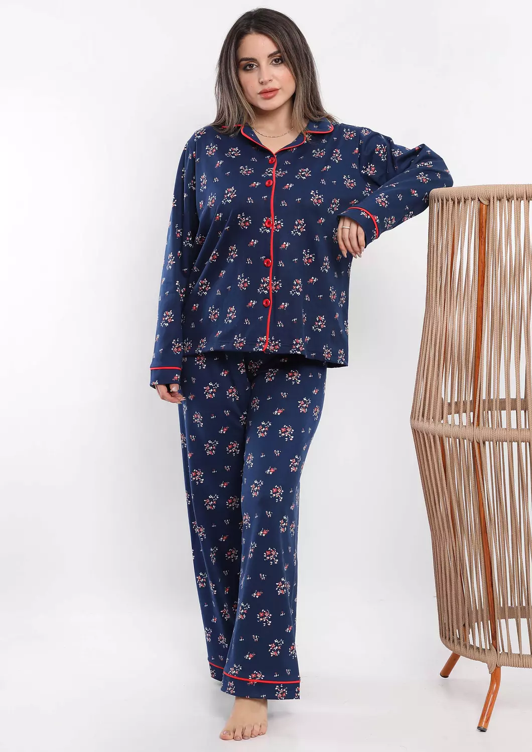 C325 Midnight Blossom BUTTONED Pajama Set  3