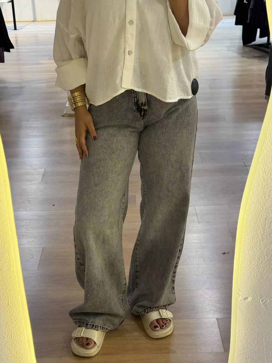 Gray denim pants 116 image