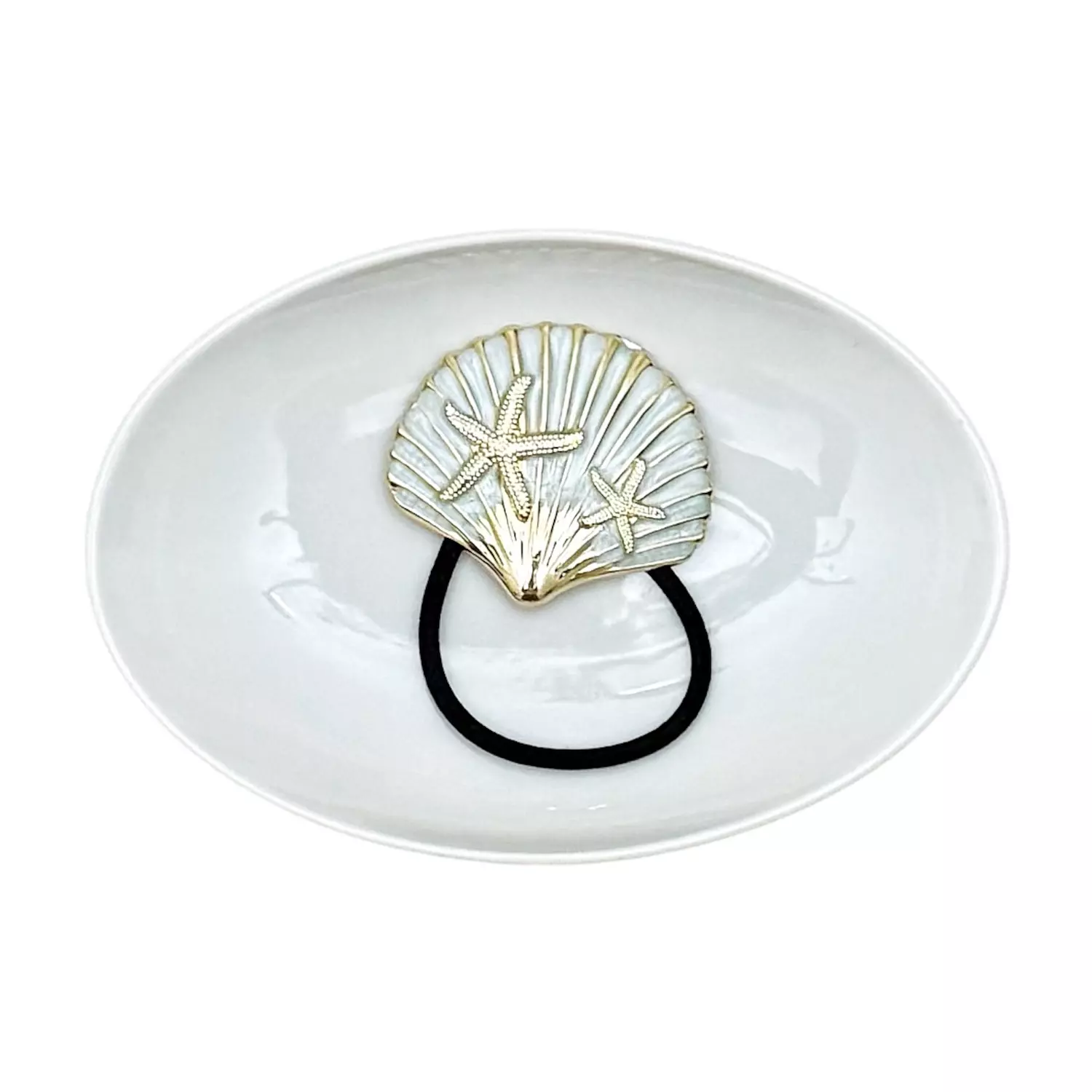 Silver Grey Seashell Hair Tie image