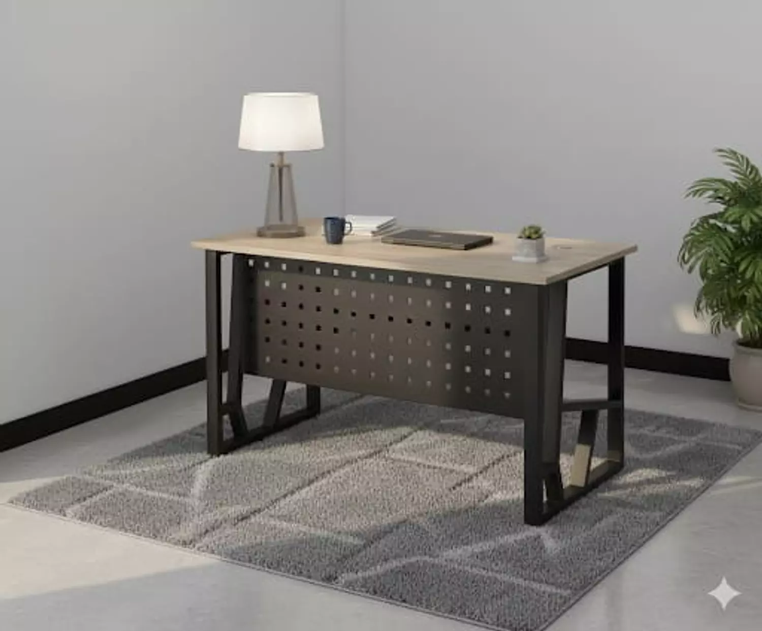  شاسيه مكتب 100 سم اسلامى اسود و قرصه مكتب صدر معدن دبل خشب آش 100 سم image