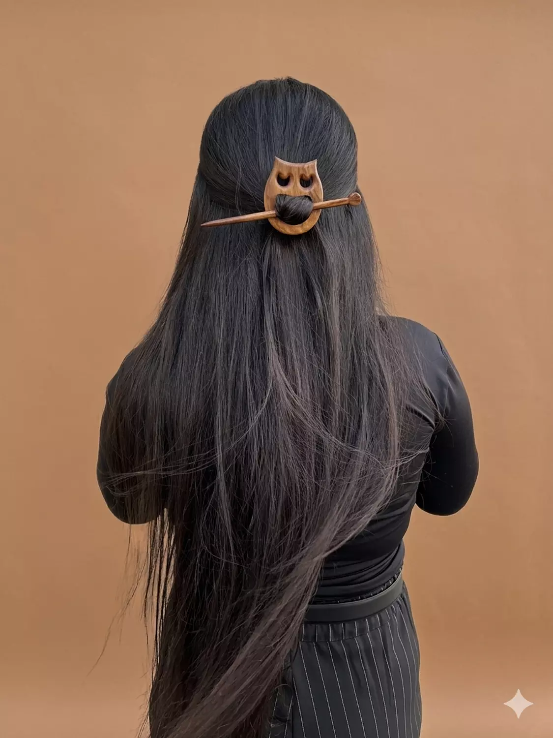 Owl Wooden Hair Barrette hover image