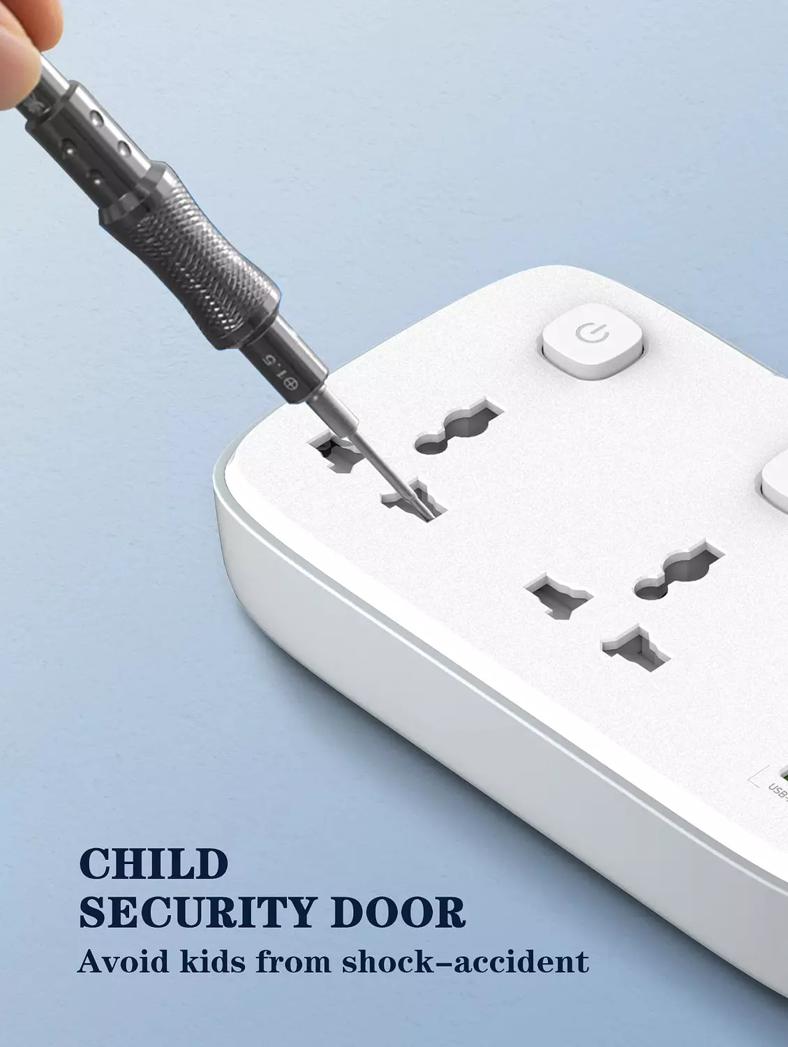 SC2413 Power Strip 2500W 4 USB Ports Fast Charging PD QC3.0 White 4
