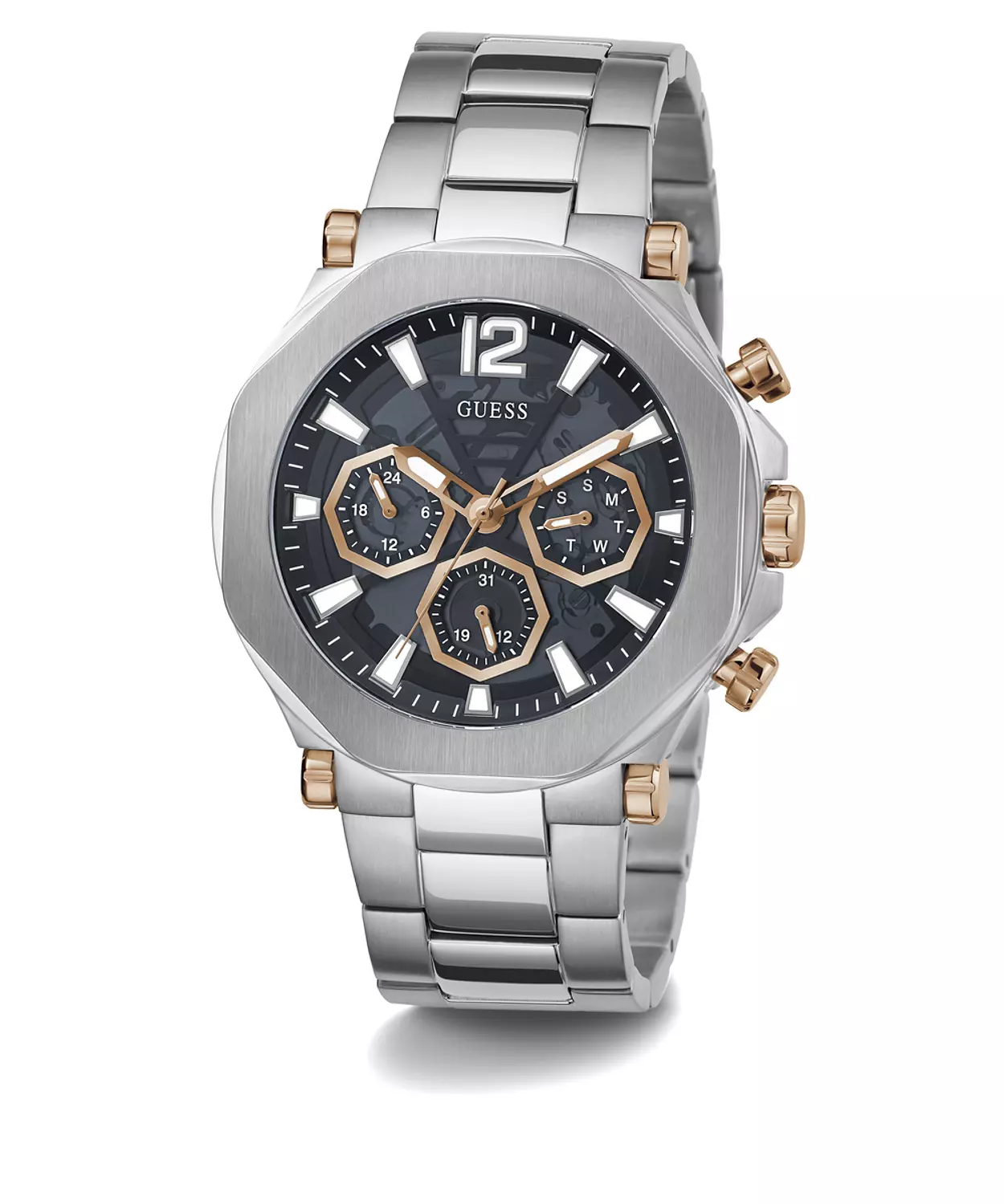 GUESS GW0539G1 ANALOG WATCH For Men Round Shape Silver Stainless Steel Brushed/Polished Bracelet 3