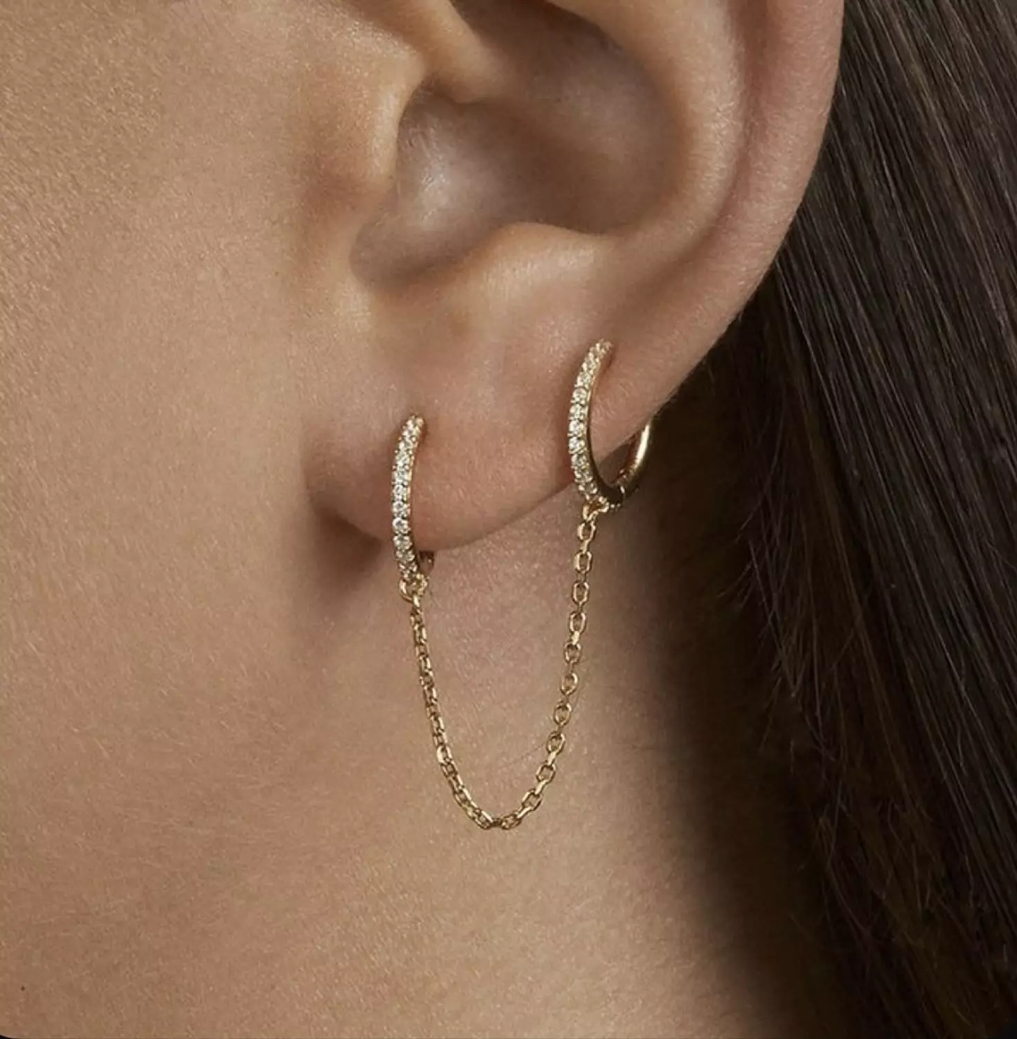Double crystal connect earring  image