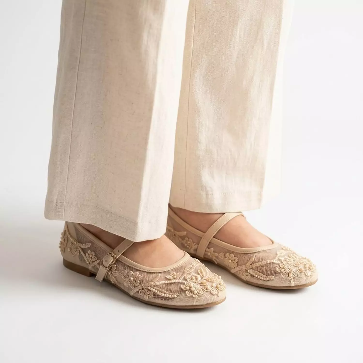 Floral Lace Mary Jane Flats 1