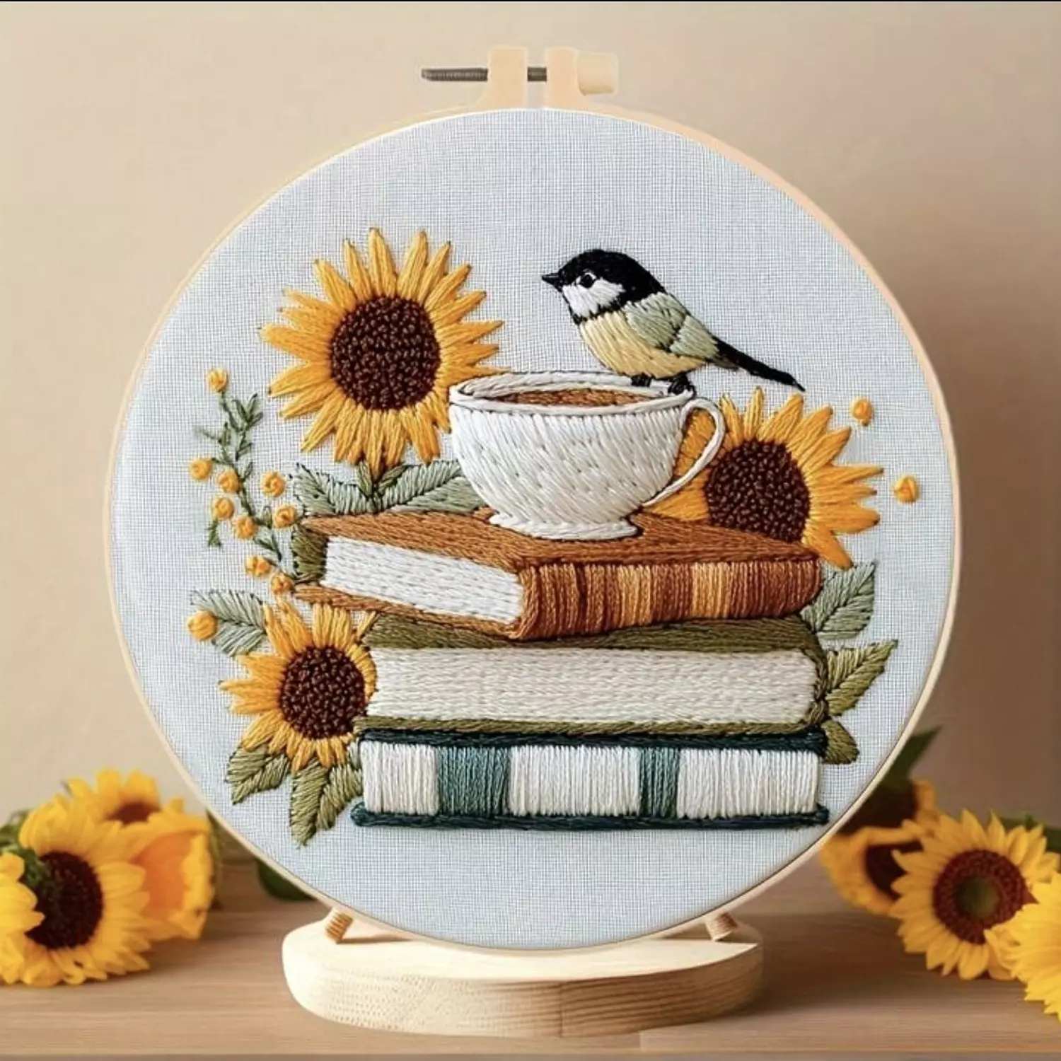 Embroidery- Bird on Books image