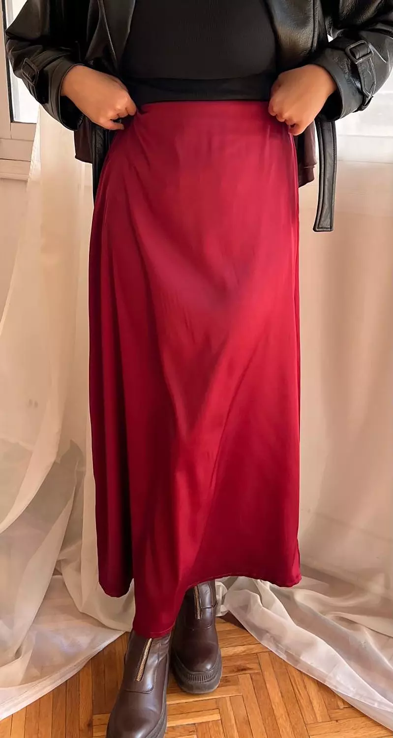 A-line Maron Satin Skirt - new addition  burgundy  3