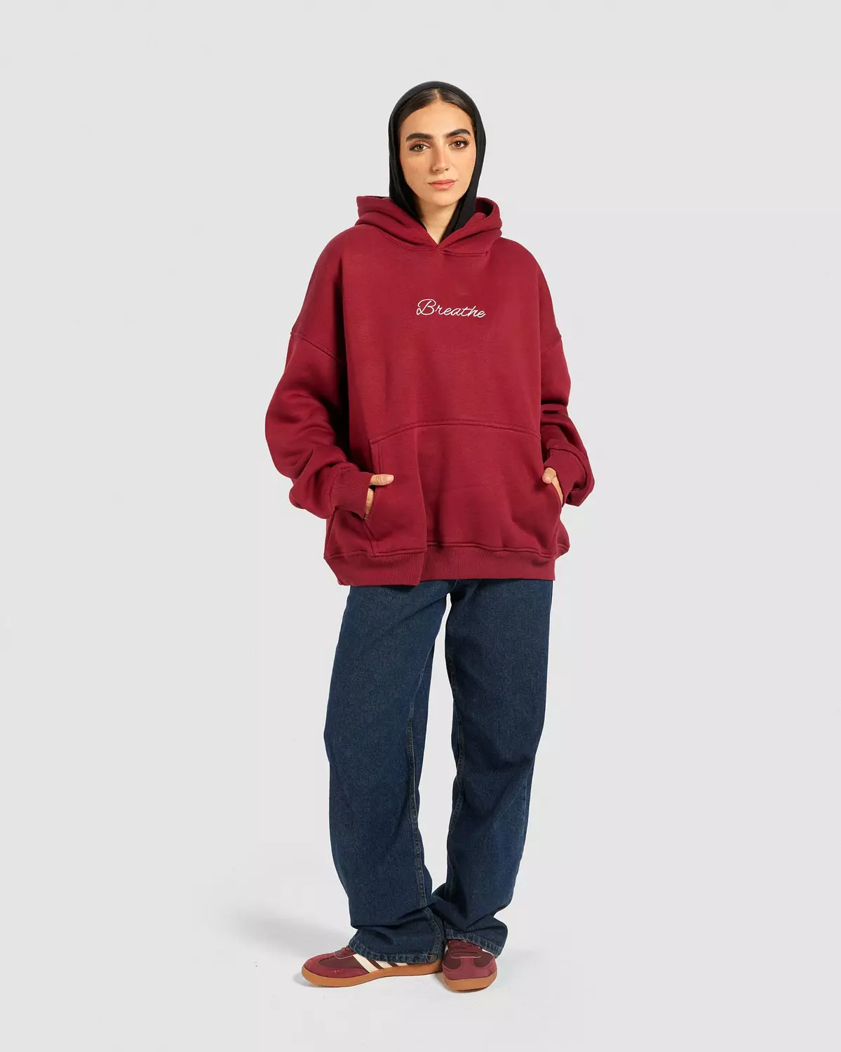 Breathe Oversize Hoodie in Burgundy  image