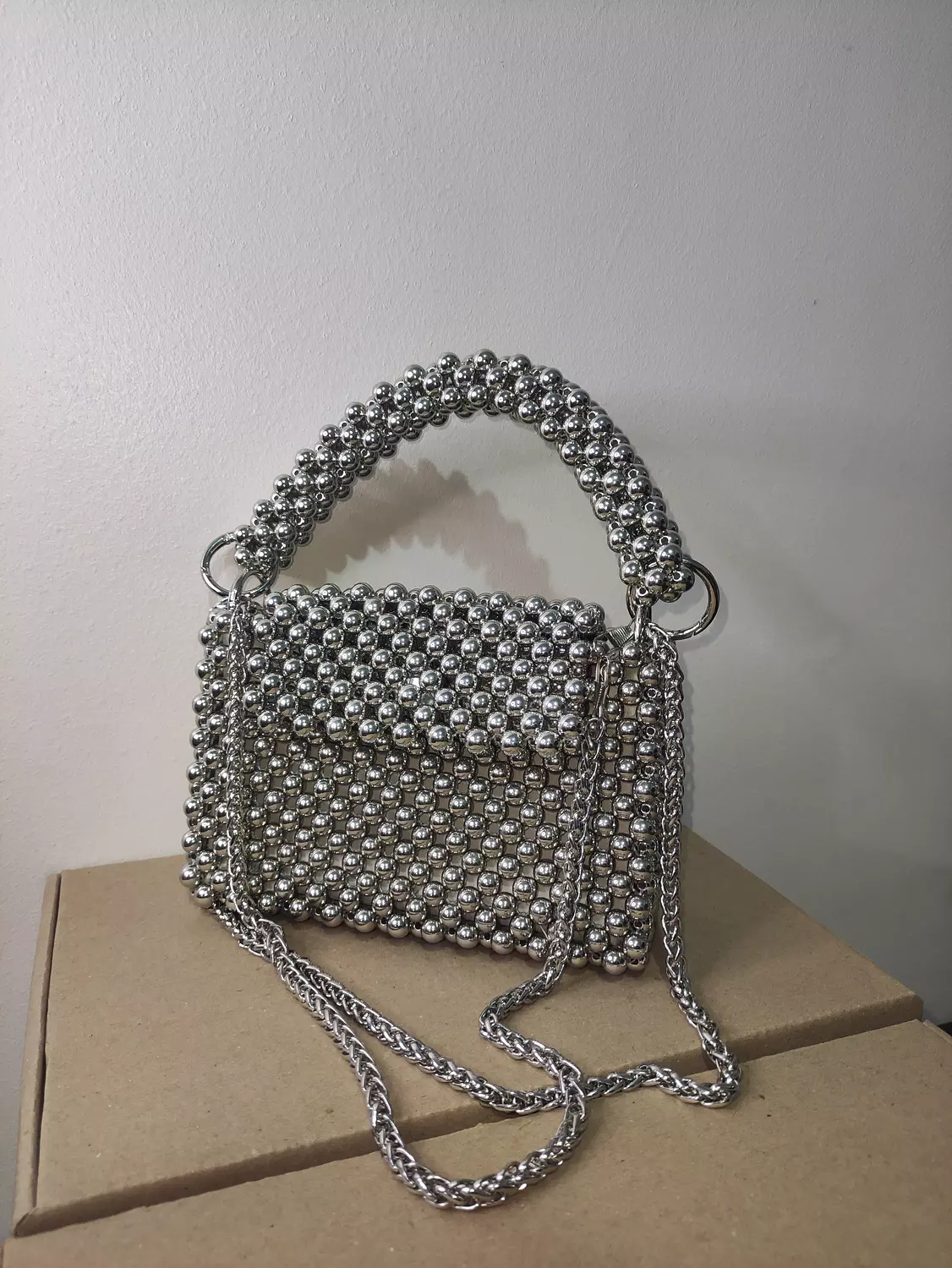 Silver beaded bag  image