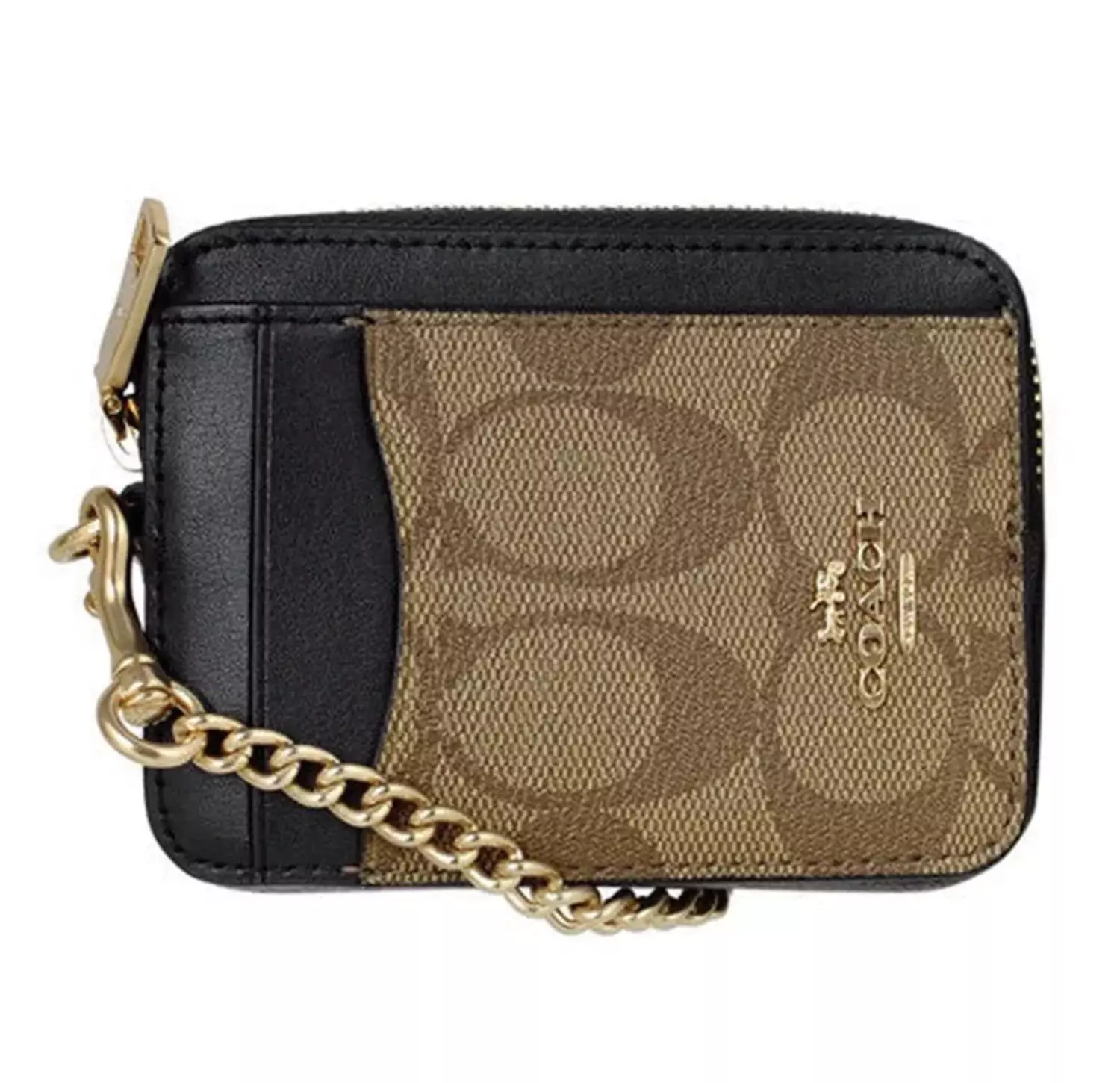 Coach Zip Chain Card Case in Signature Canvas 3