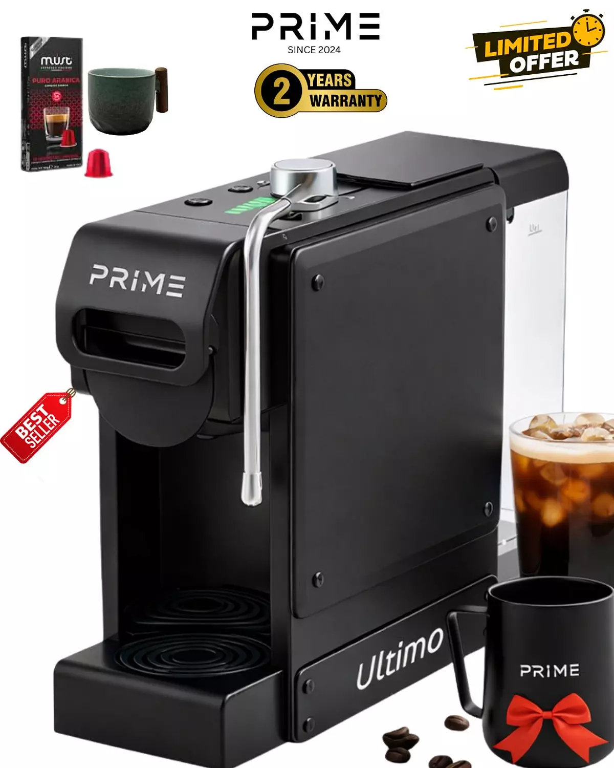 PRIME Ultimo 7 in 1 Multi-Capsule Coffee Machine (EID OFFER FREE Ceramic mug + 10. Italian capsules )  image
