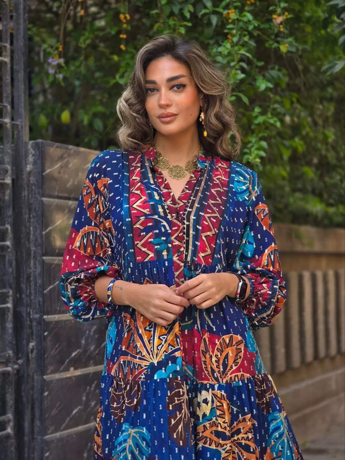 Navy blue boho dress image