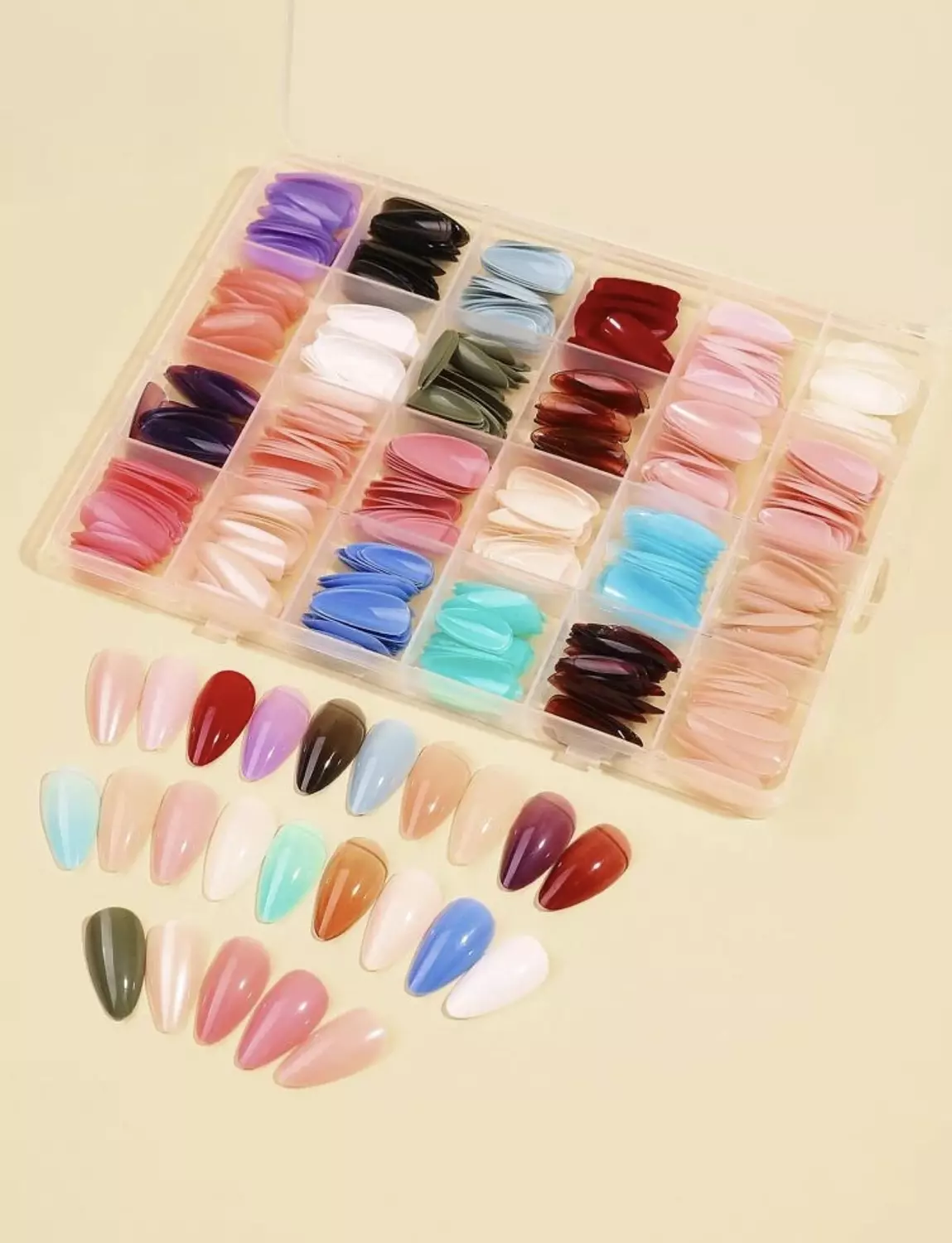 Shein 576Pcs Long Almond Nails Set - Mixed Colors  image