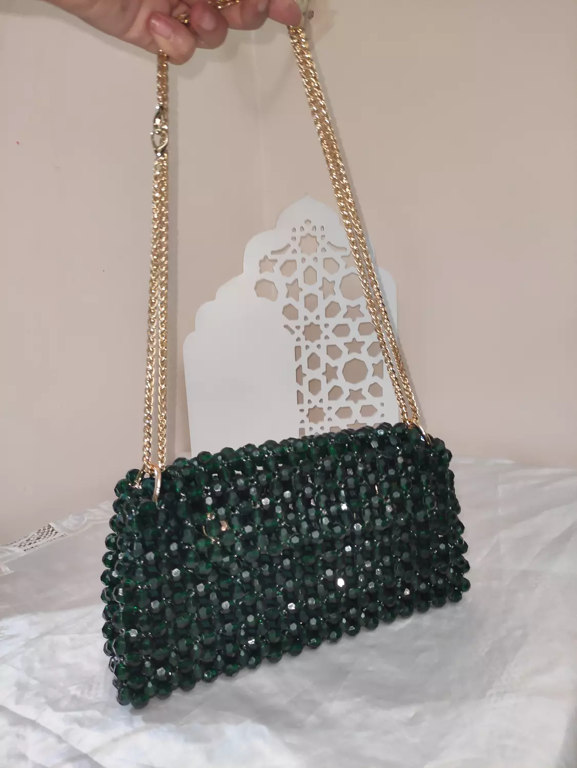 Emerald beaded bag image
