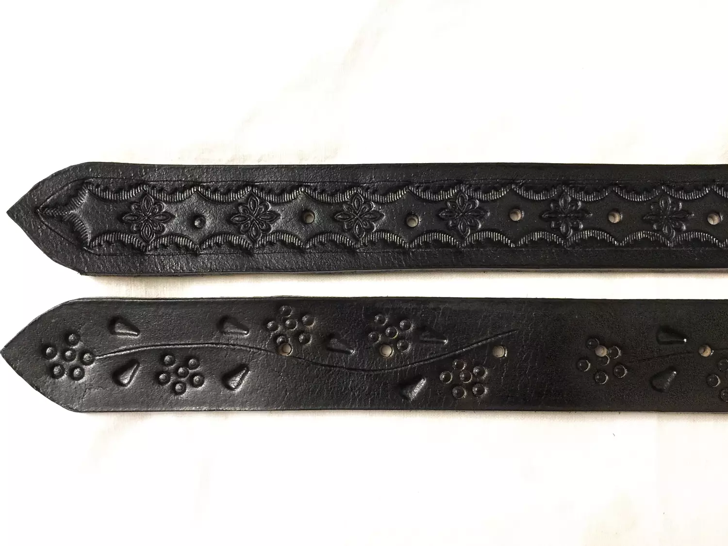 Tooled leather belt - Floral vine 13