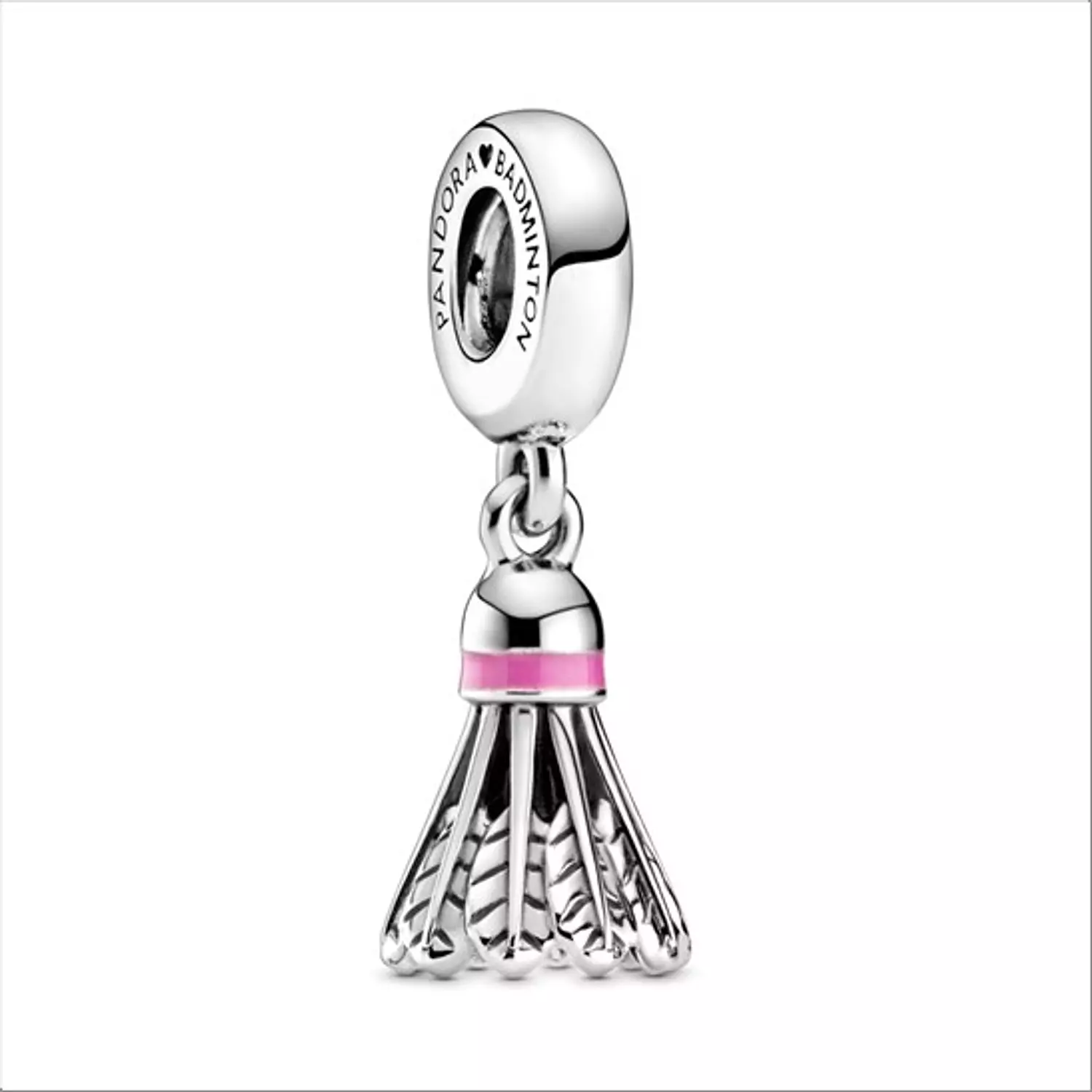 Badminton sterling silver dangle with pink enamel