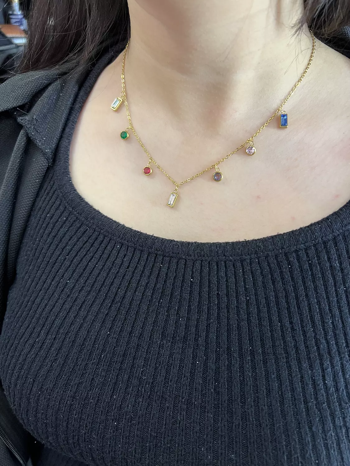 Colorful Crystal Stainless Steel Necklace hover image