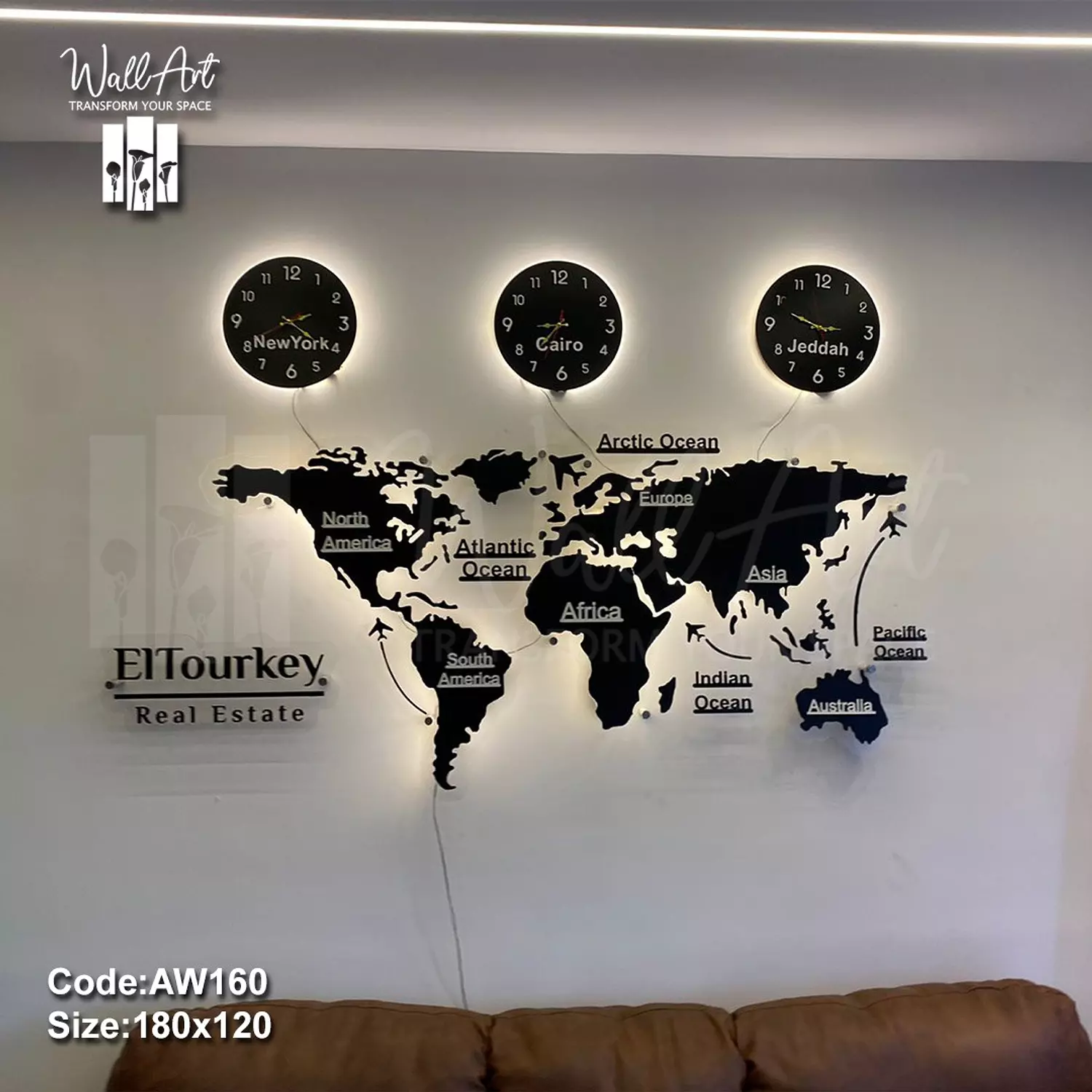 AW160-Lighted Acrylic World Map   hover image