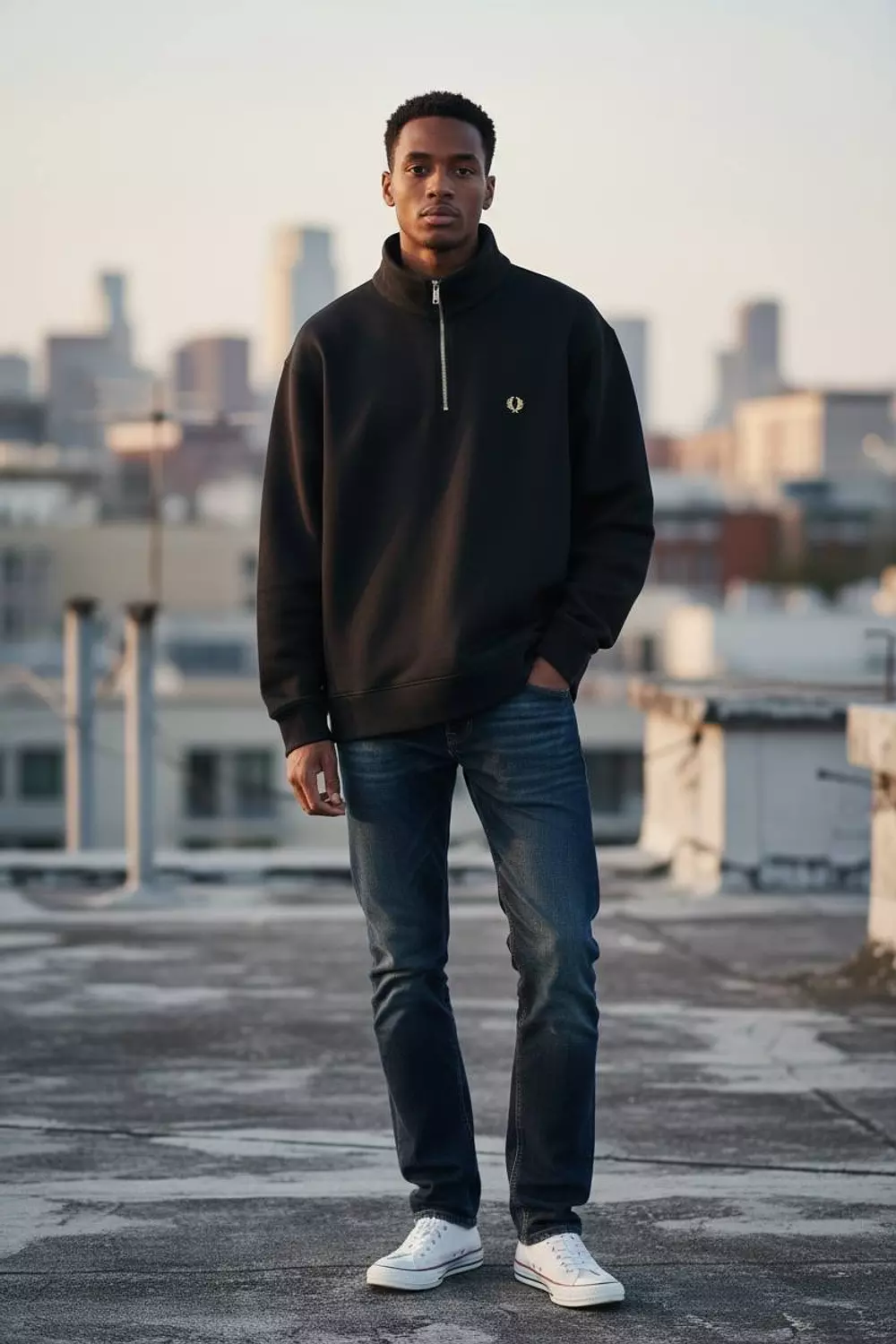 Fredperry sweater half zip black  image