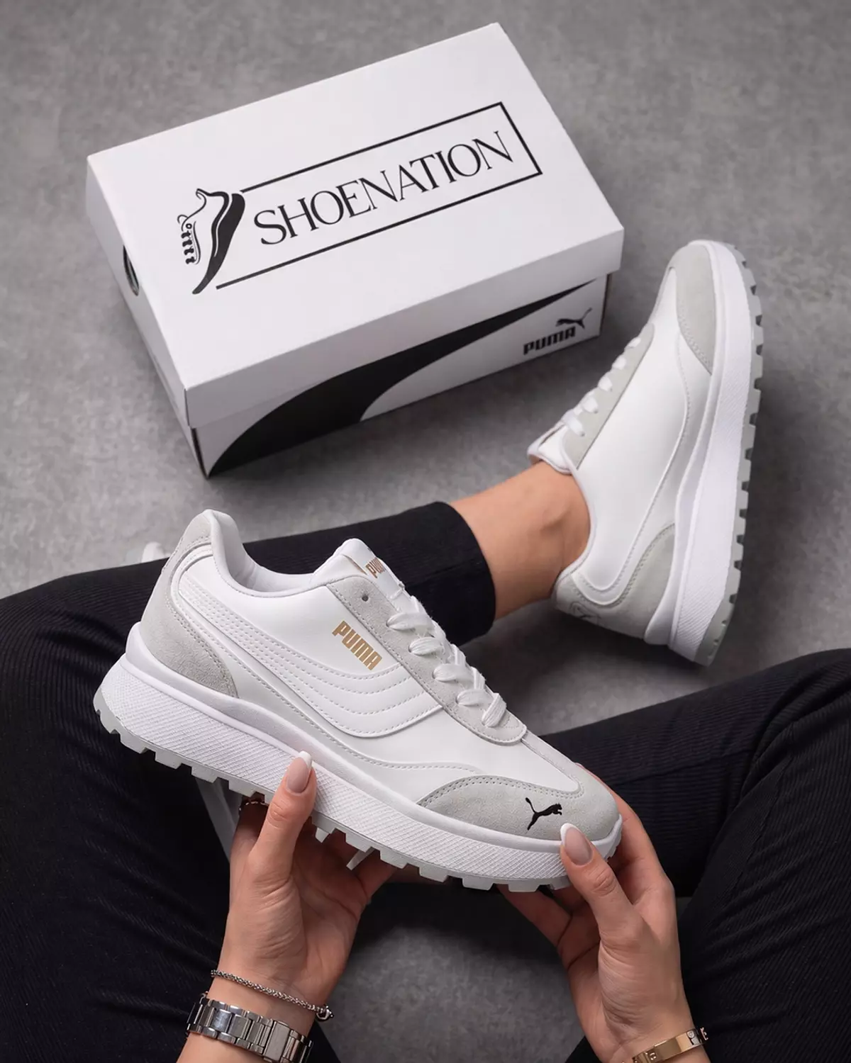 Women’s Puma Shoes – White & Gray image