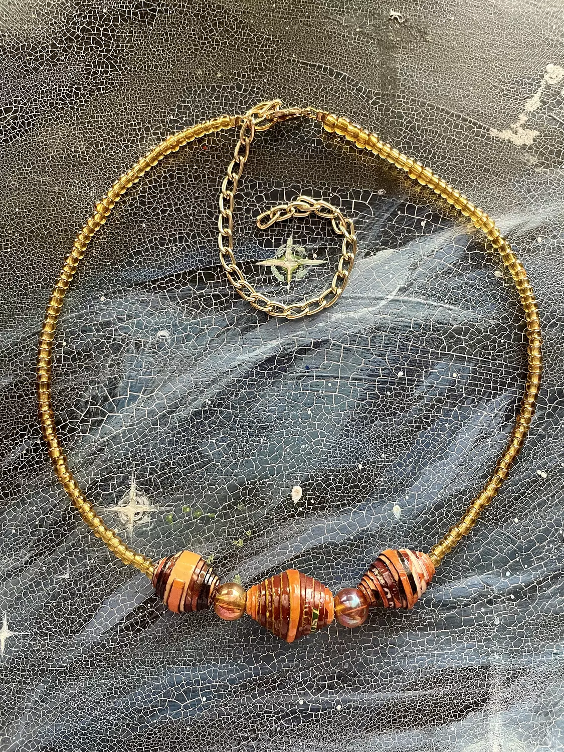 Handmade upcycled paper beads choker  image
