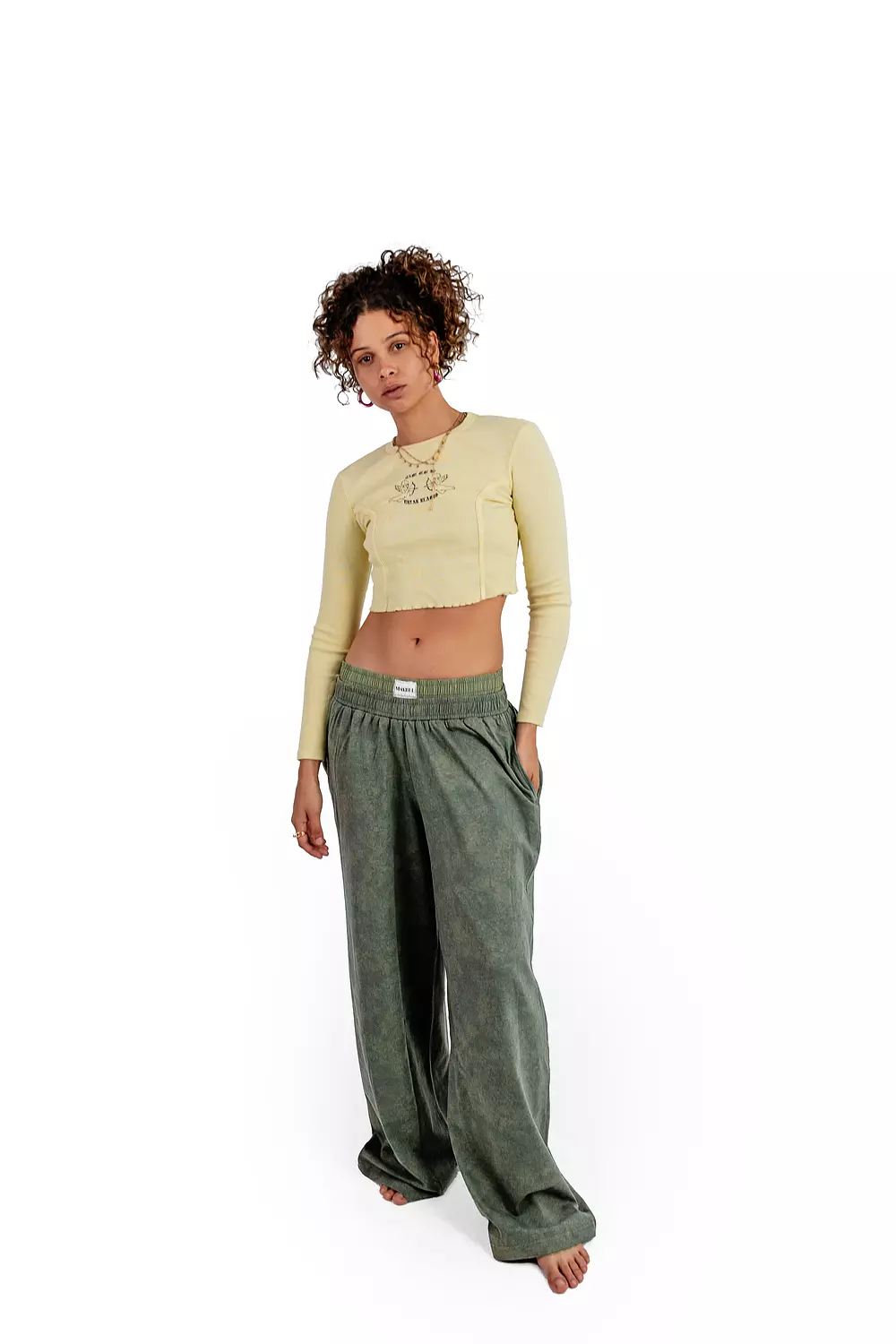 Green forest boxer sweatpants  image