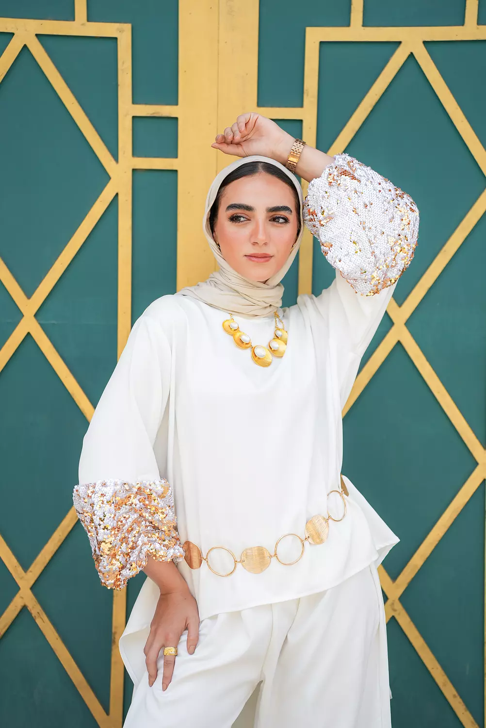 Puffy paiette gold set   5