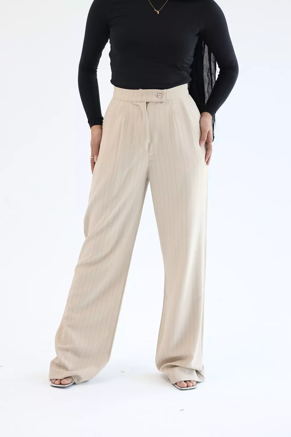 Beige striped classic pant 3
