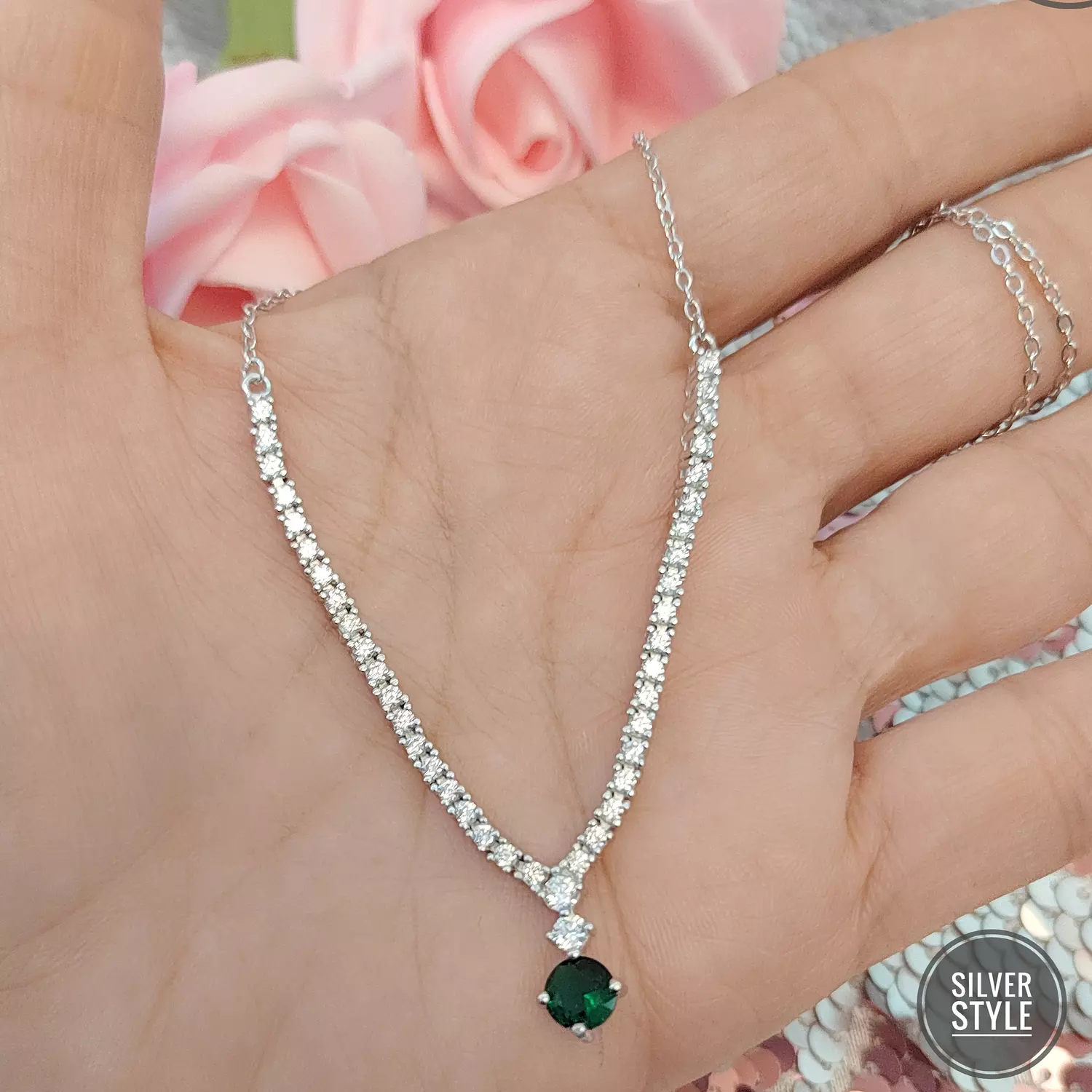 Stunning blue tennis Necklace  2