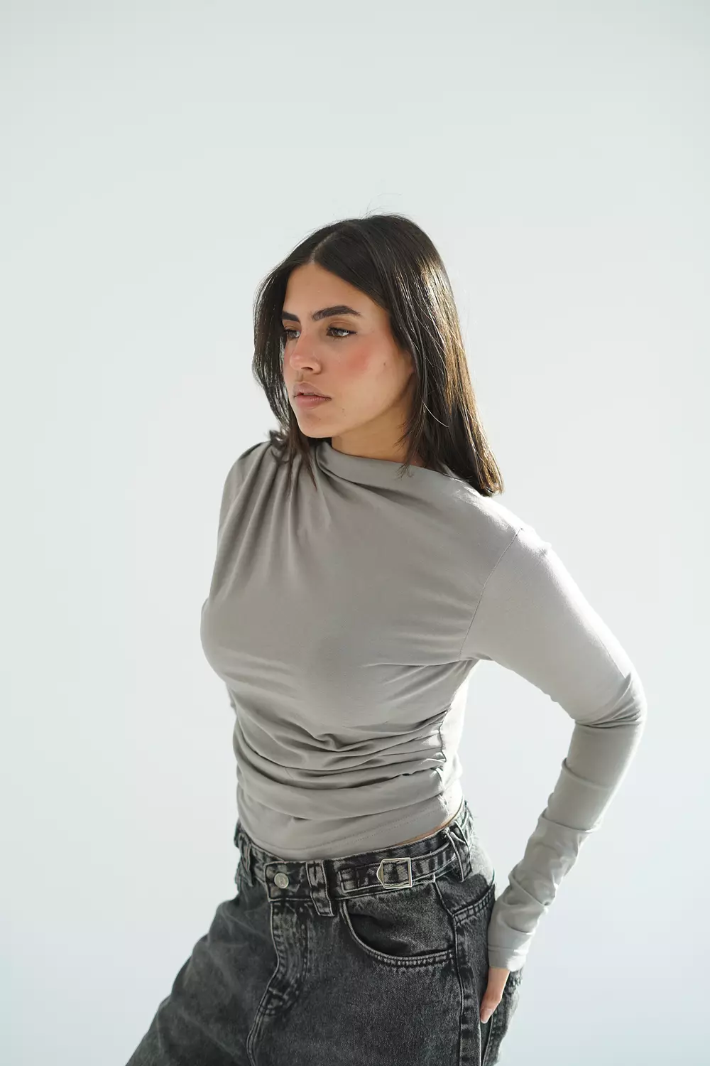 Gray basic long sleeve top-2nd-img