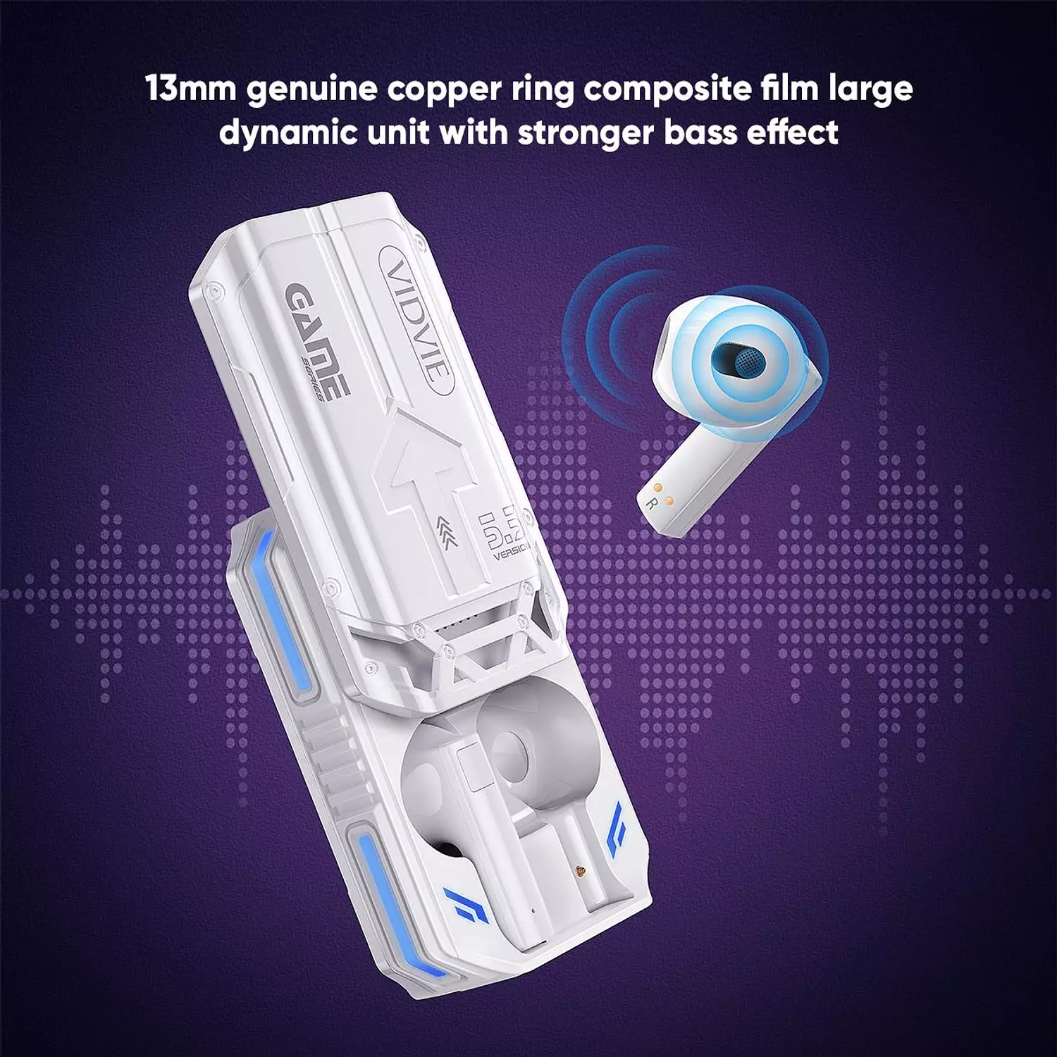 VIDVIE BT868 Wireless Gaming Earphones – HiFi Sound, Wireless V5.3, HD Calls, Magnetic Sliding Lid 3