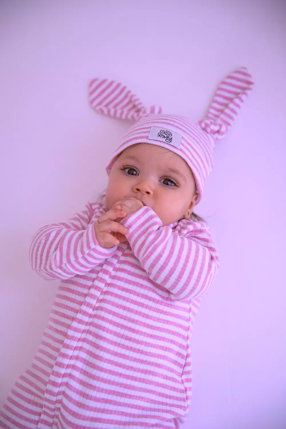 Bunbun organic plush pink set with bow/beanie image