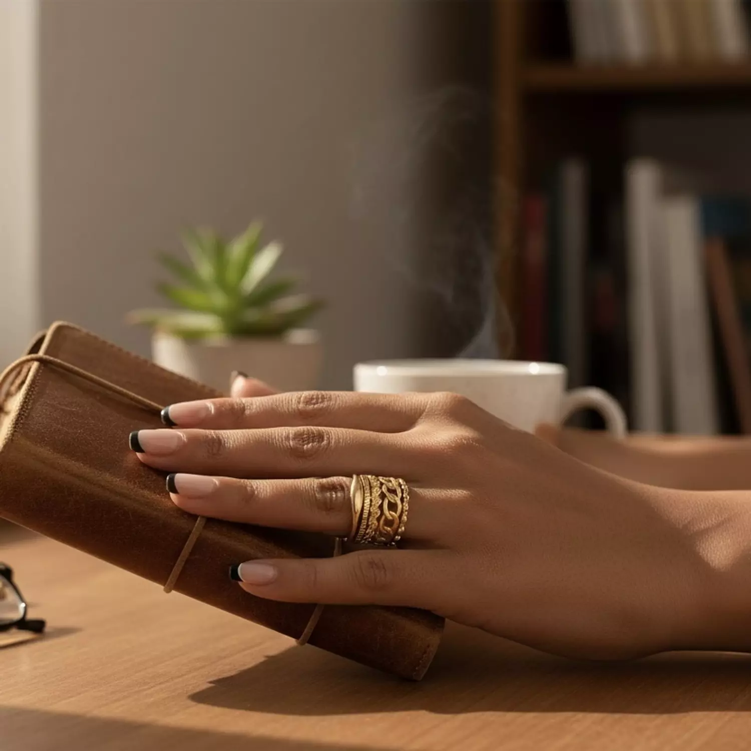 Contemporary Mixed Metal Ring Set hover image