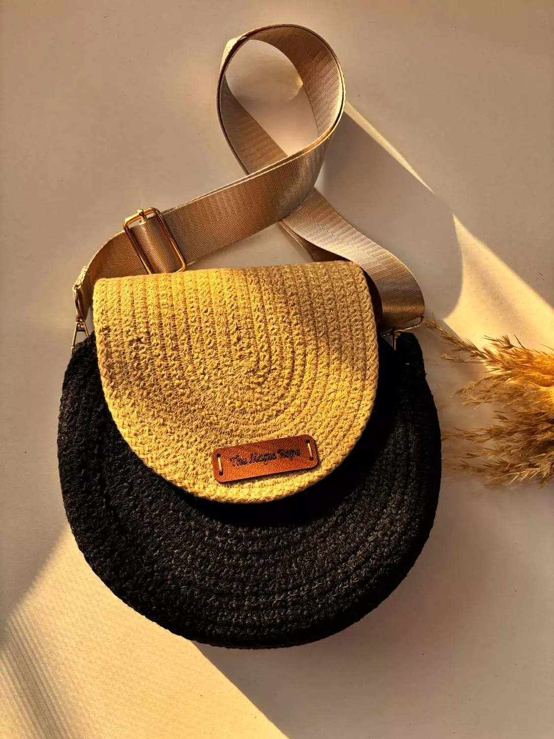 Black and Beige Round bag image