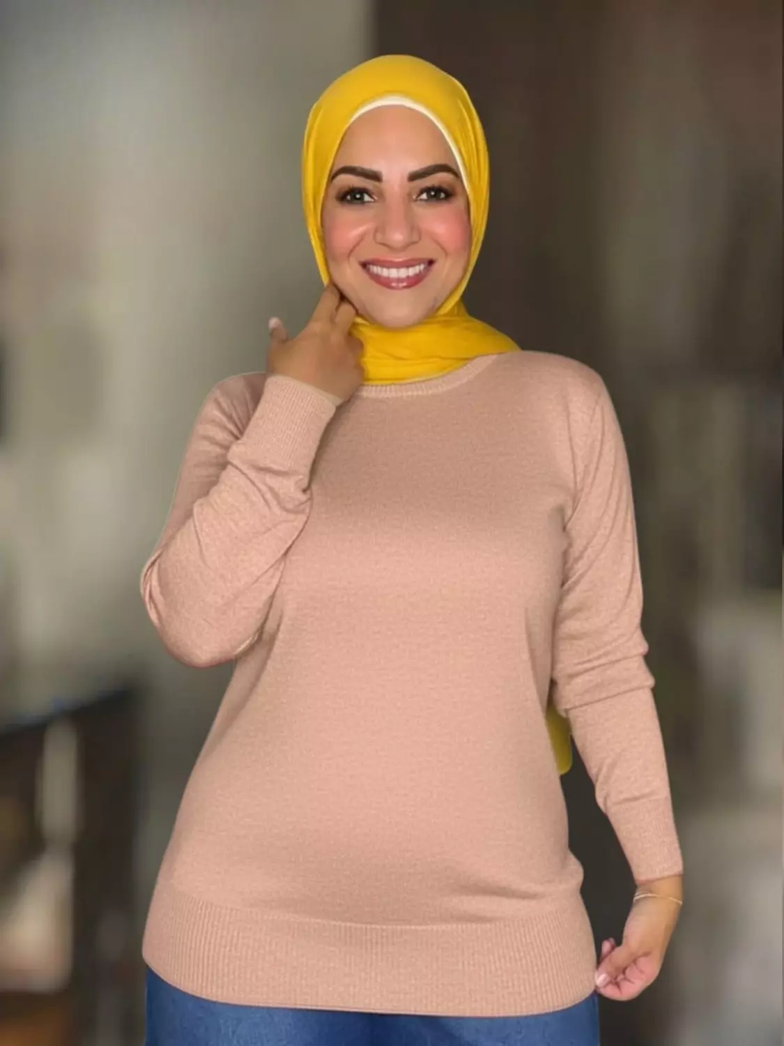 Knitted Plain High-cool Pullover - Free Size - Dark Biege image