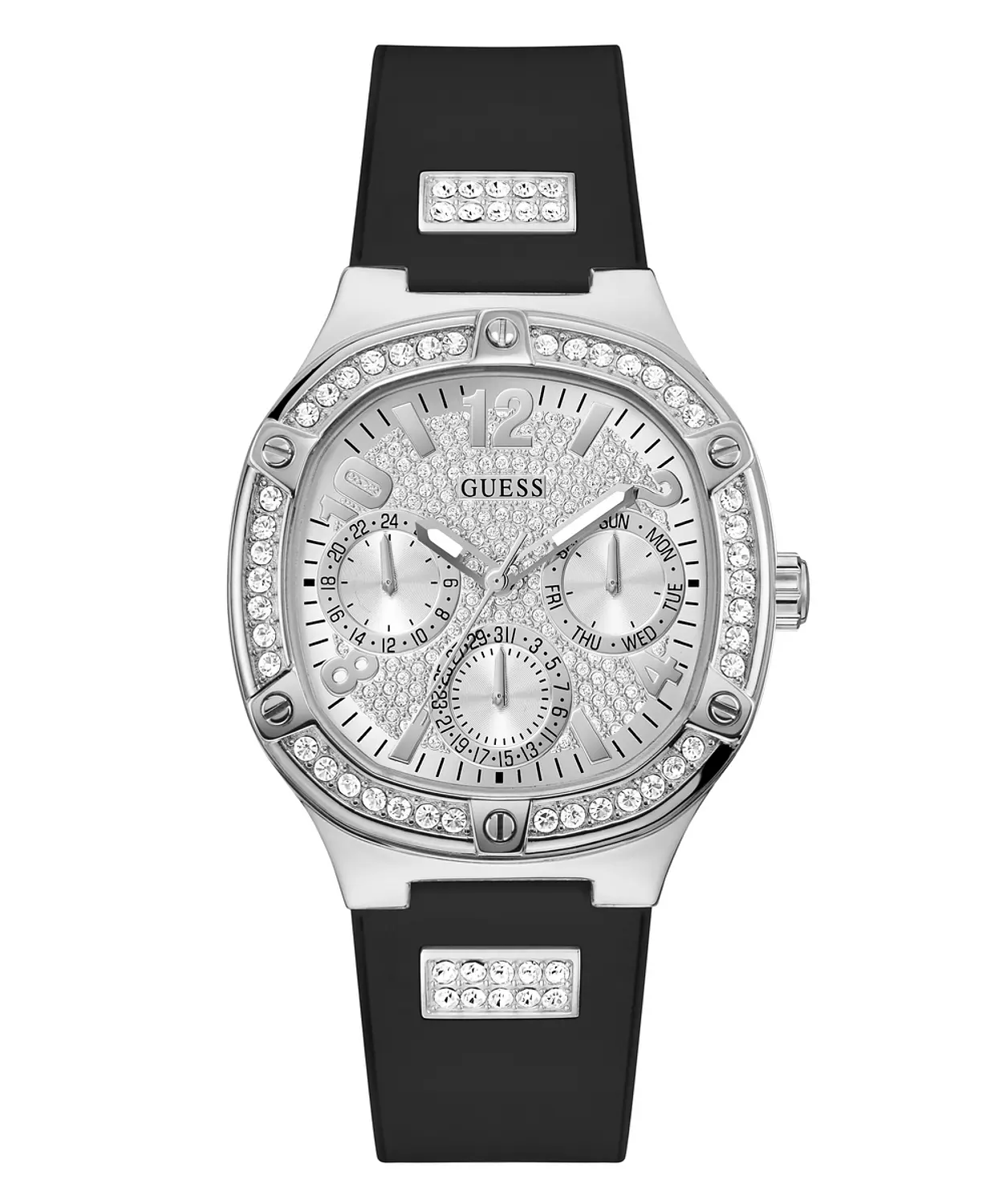 GUESS GW0619L1 ANALOG WATCH  For Women Black Silicone Smooth Strap 