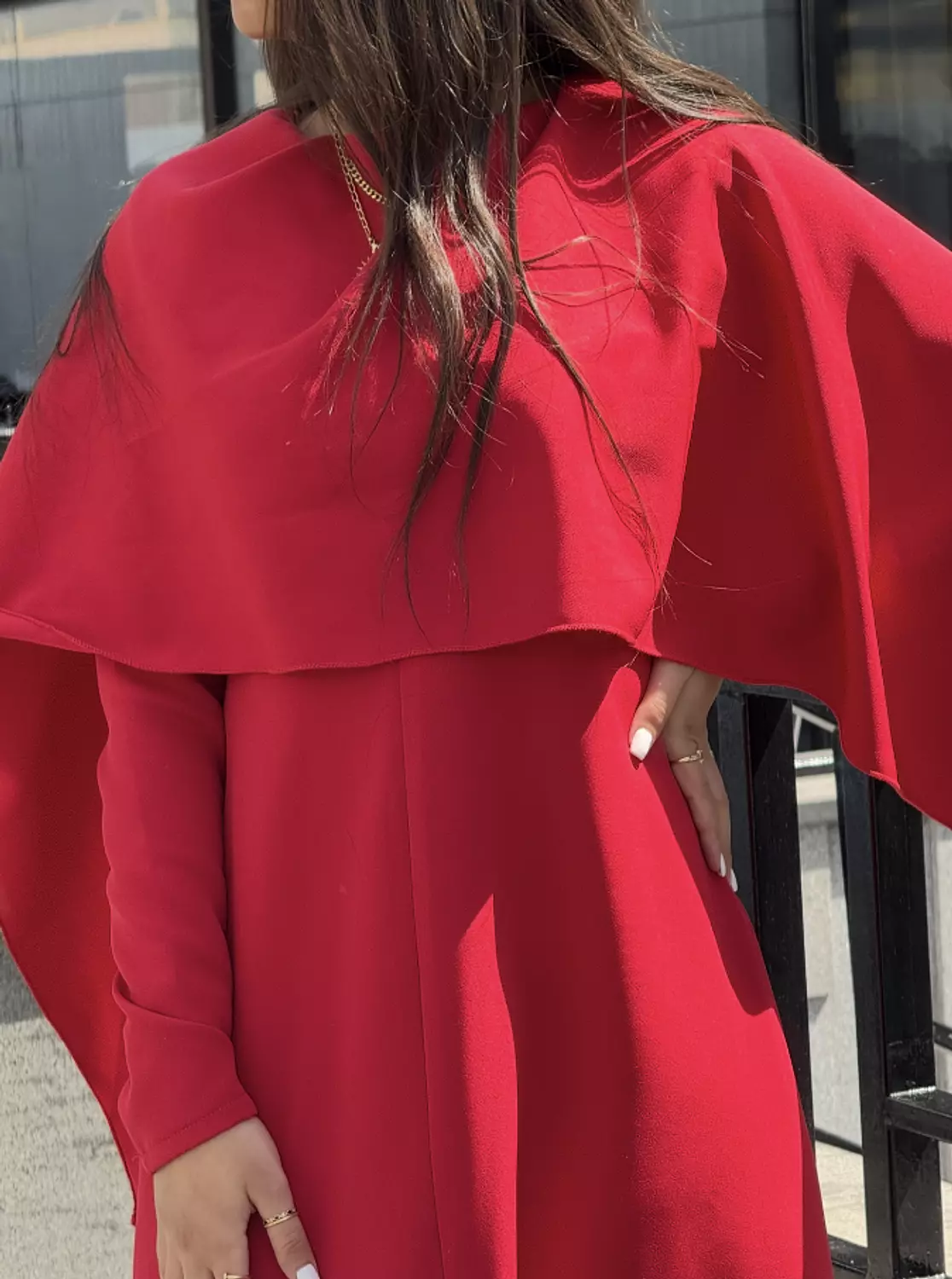 RED CAPE DRESS 3