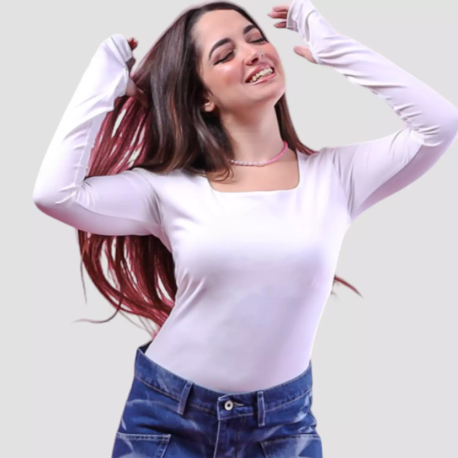 067 Square Neck Long Sleeves Top With Finger Hole 6